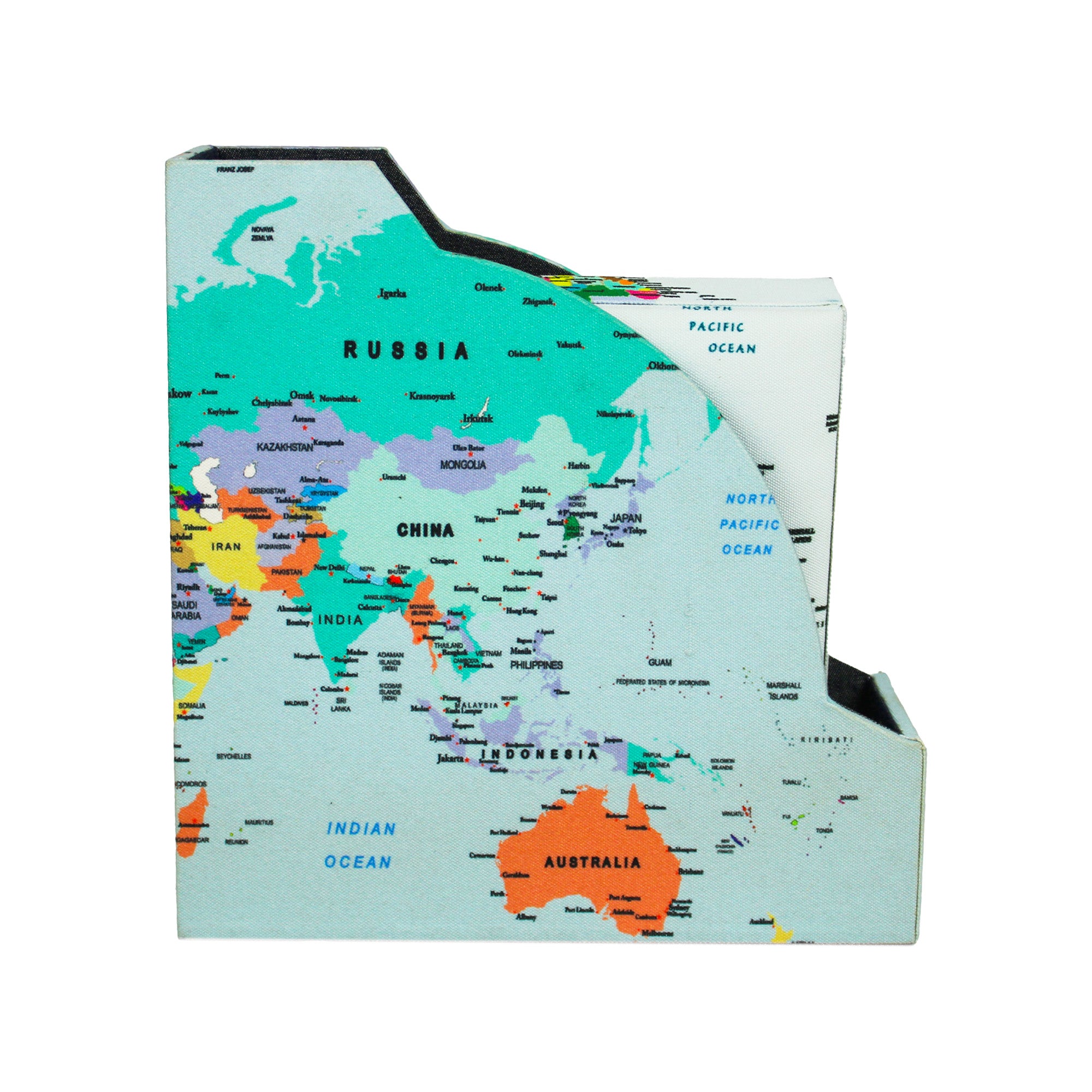 World Map Design Magazine Holder & Stationery Organizer (Set of 2)