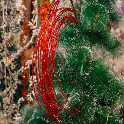 Set of 2 Beaded Red Christmas Tree Decorative Spray