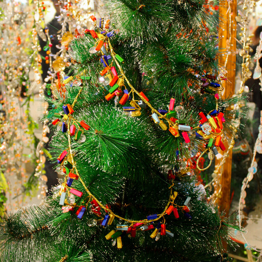 Multicolored Beaded Christmas Tree Decorative Garland