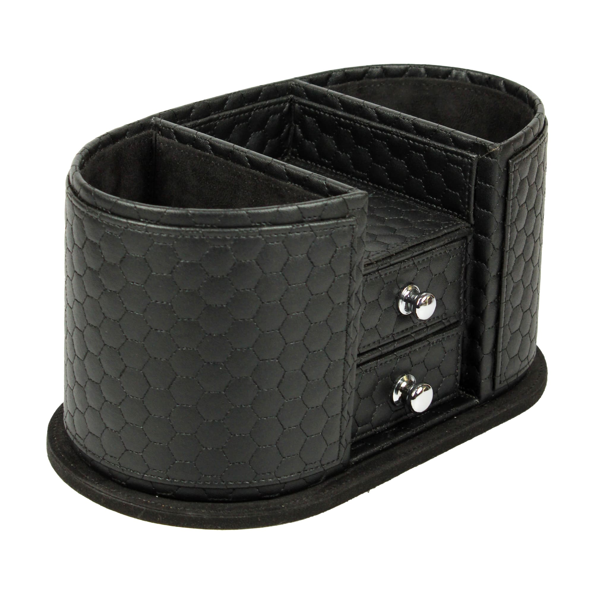 Premium Black Leather Organizer with Drawer