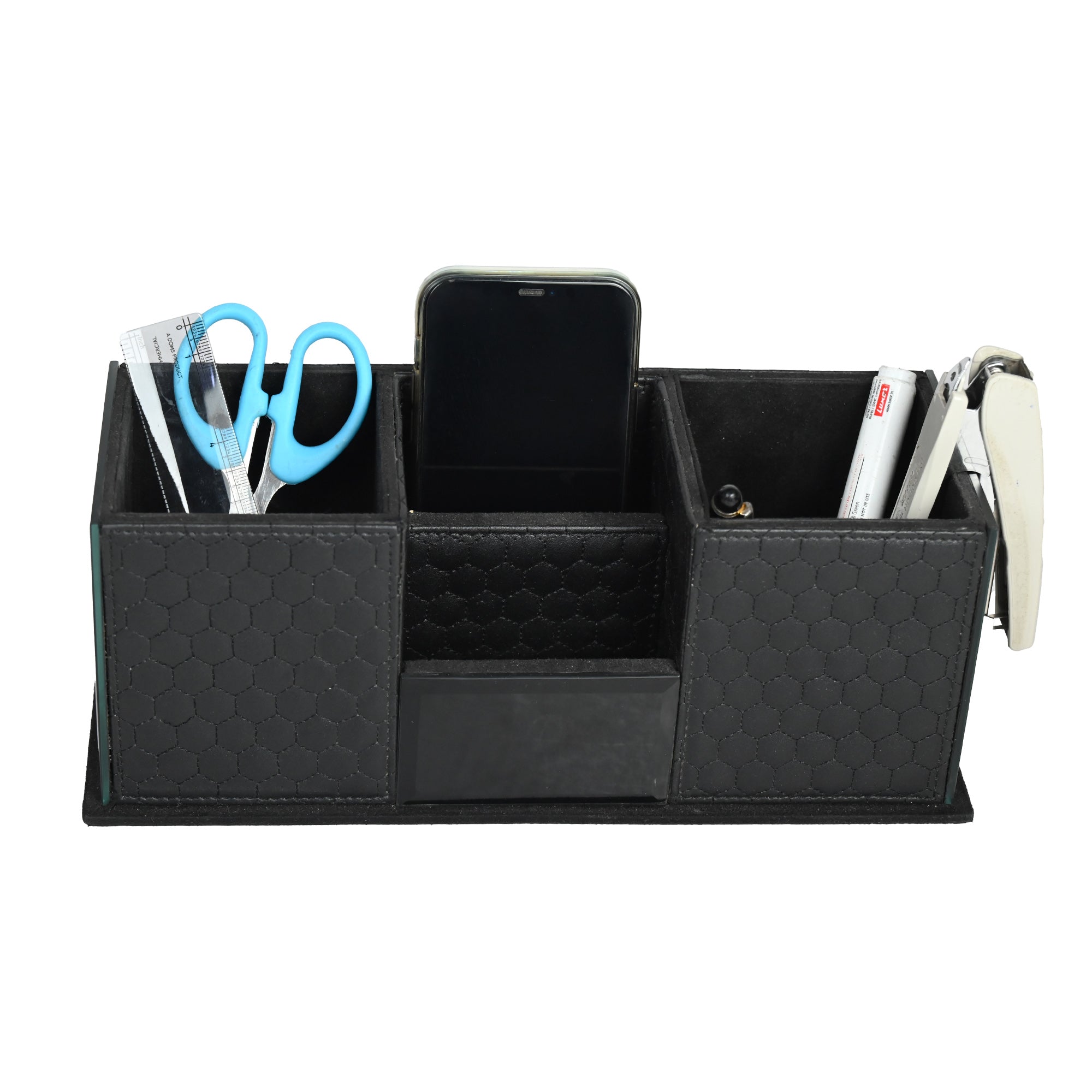 Premium Black Leatherite Desk Organizer