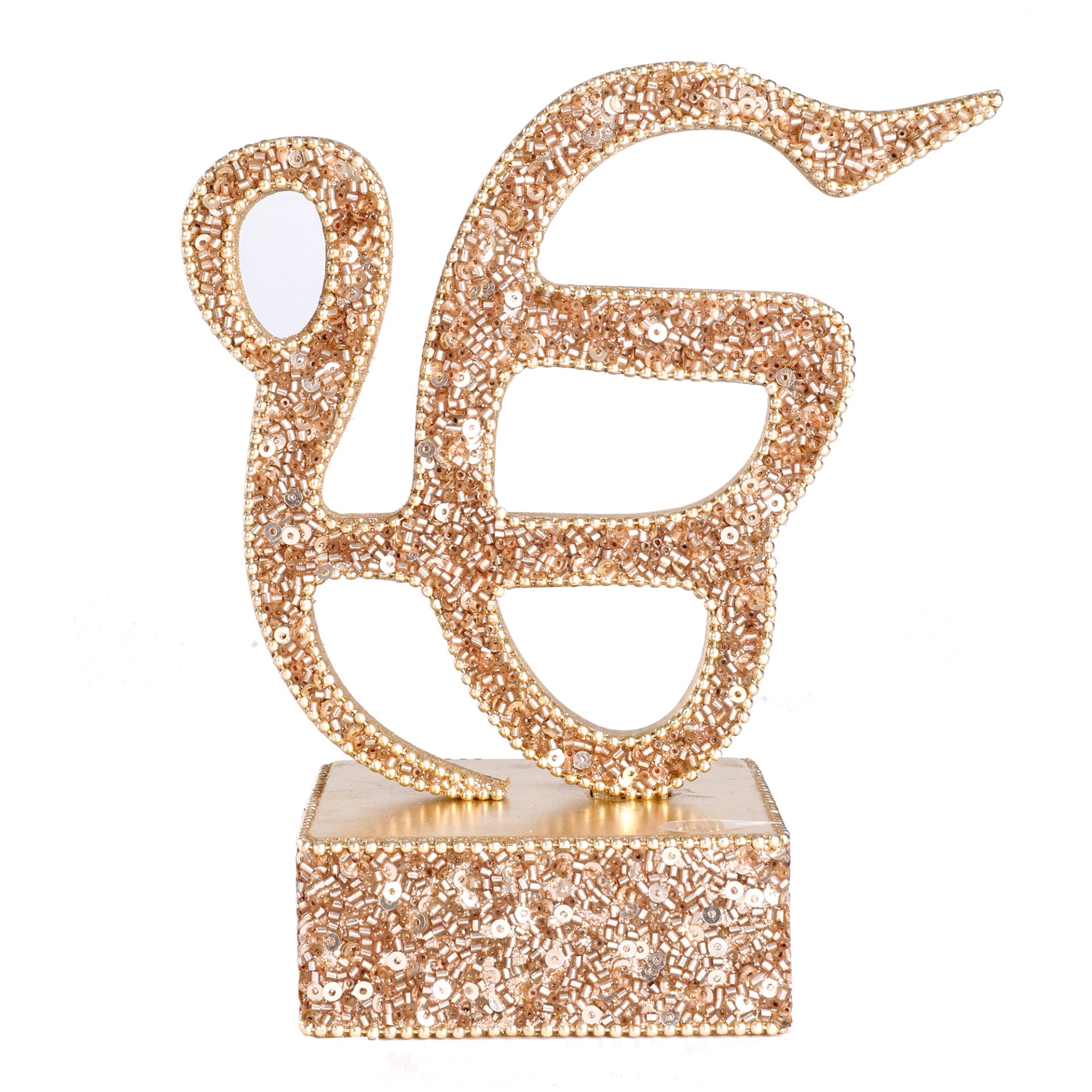 Decorative "Om & Omkara" with Glitter, Rose Gold Color, Religious Table Décor - TH-220