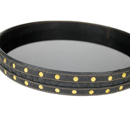 Black Round Leatherite Tray