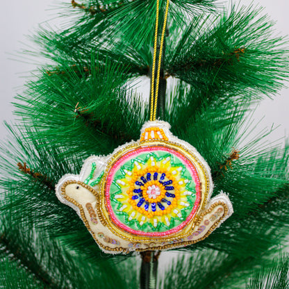 Set of 2 Beaded Christmas Hanging Ornament