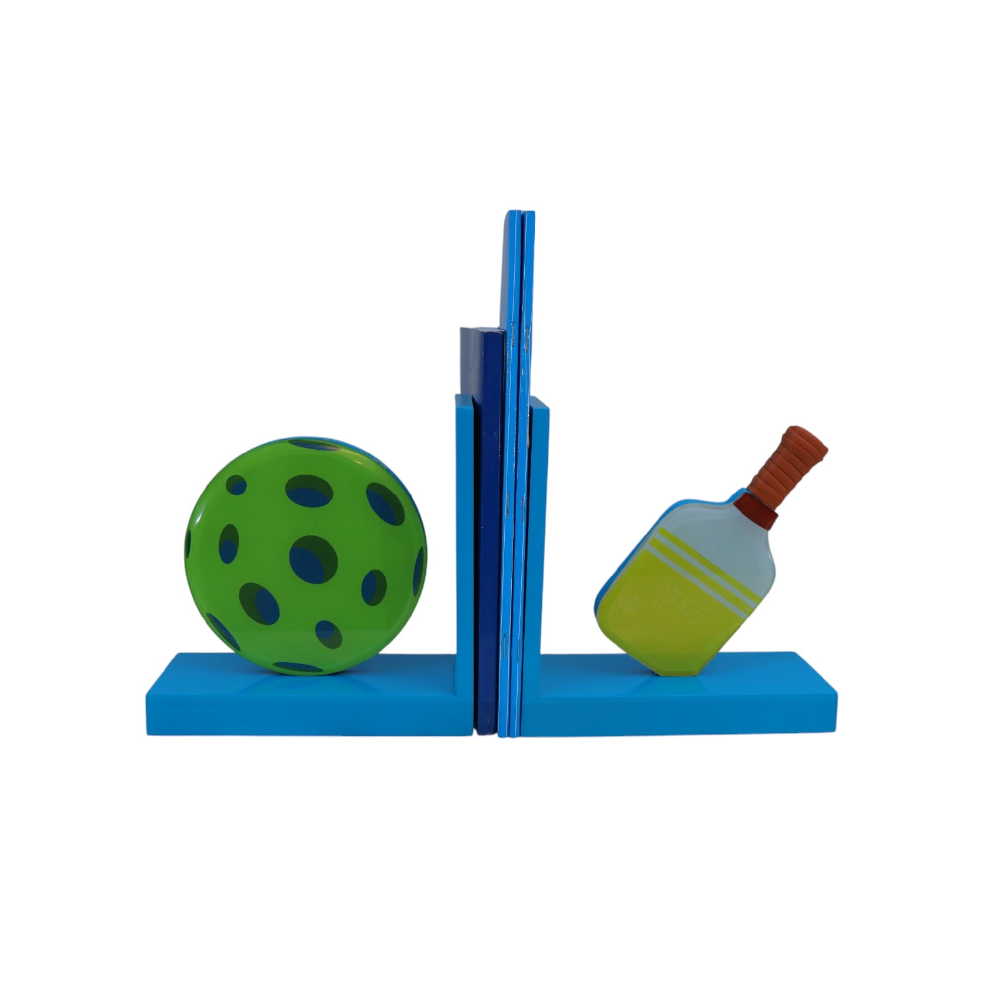 Premium Glass Bookends with Pickle Ball Design