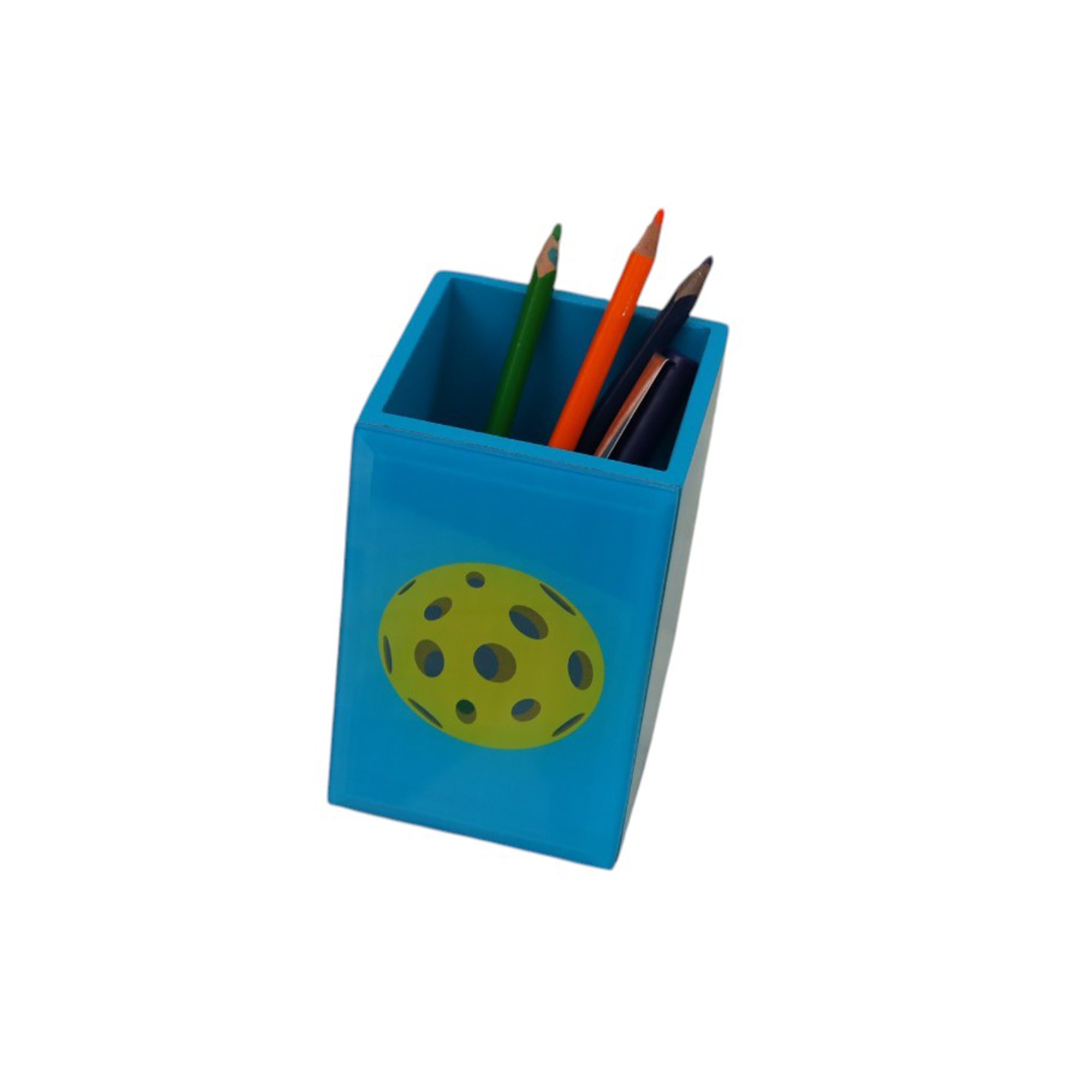 Premium Glass Pen Holder with Pickle Ball Design