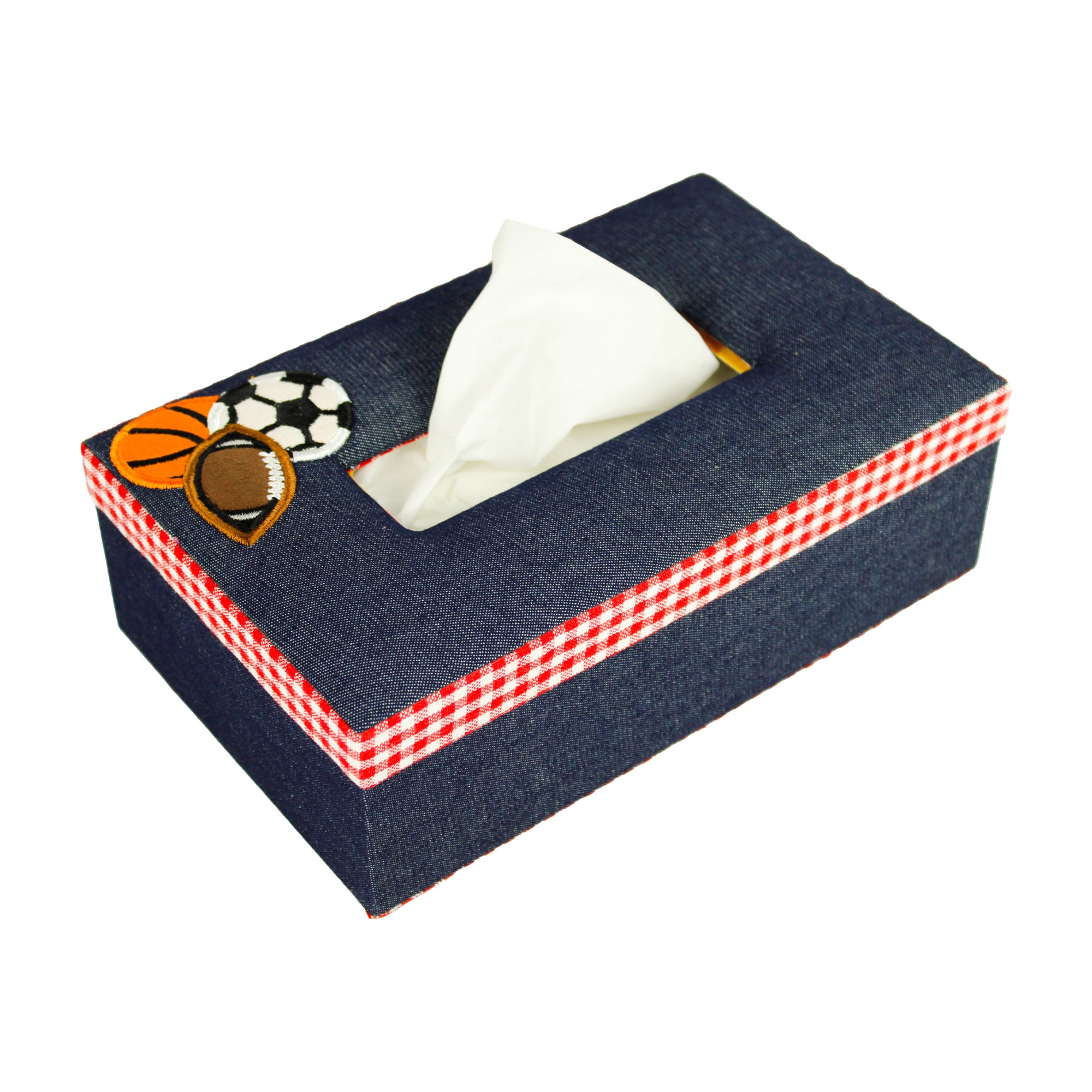 Decorative Tissue Box with Quilted Football Design