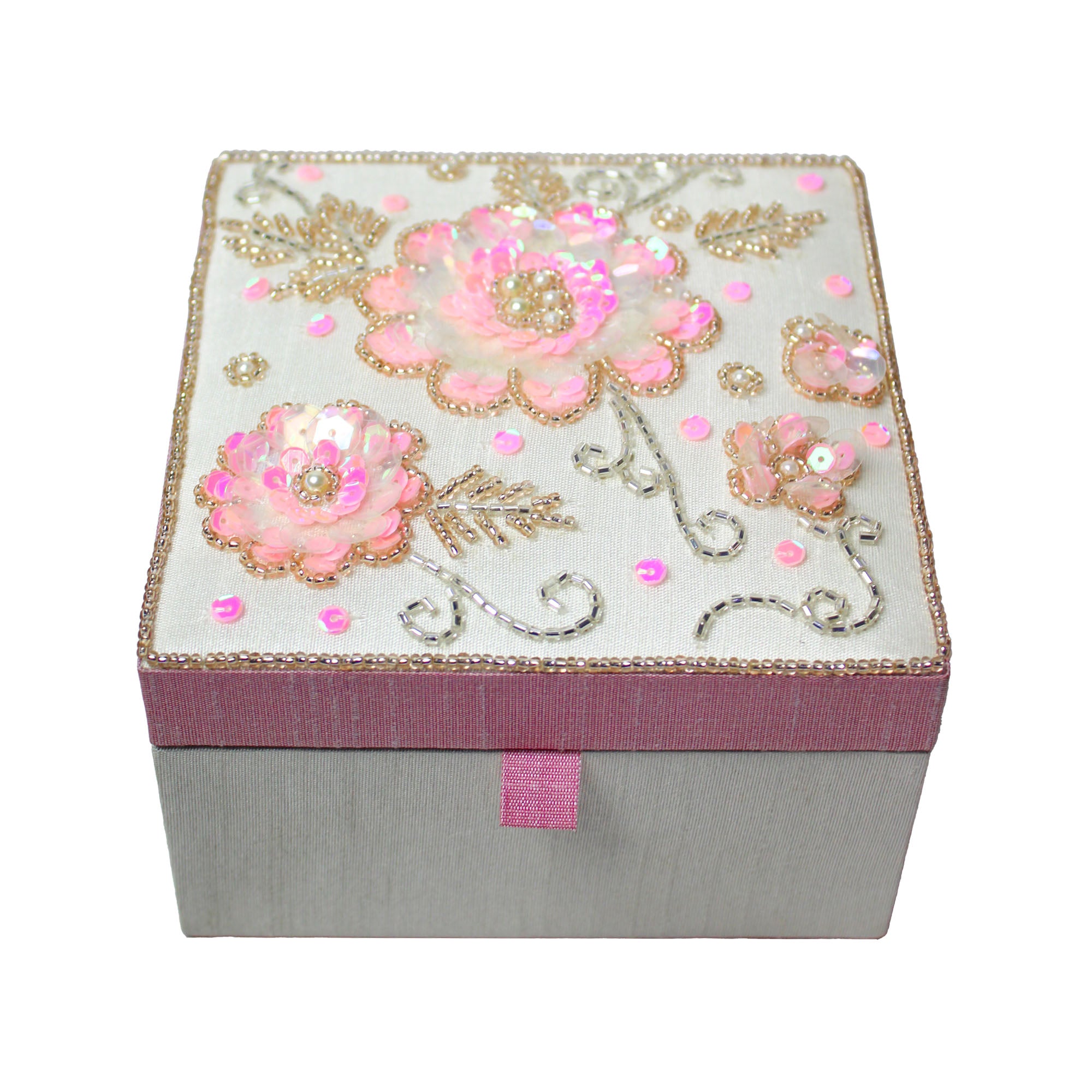 Fabric, Glass Beads & Glass Utility Box