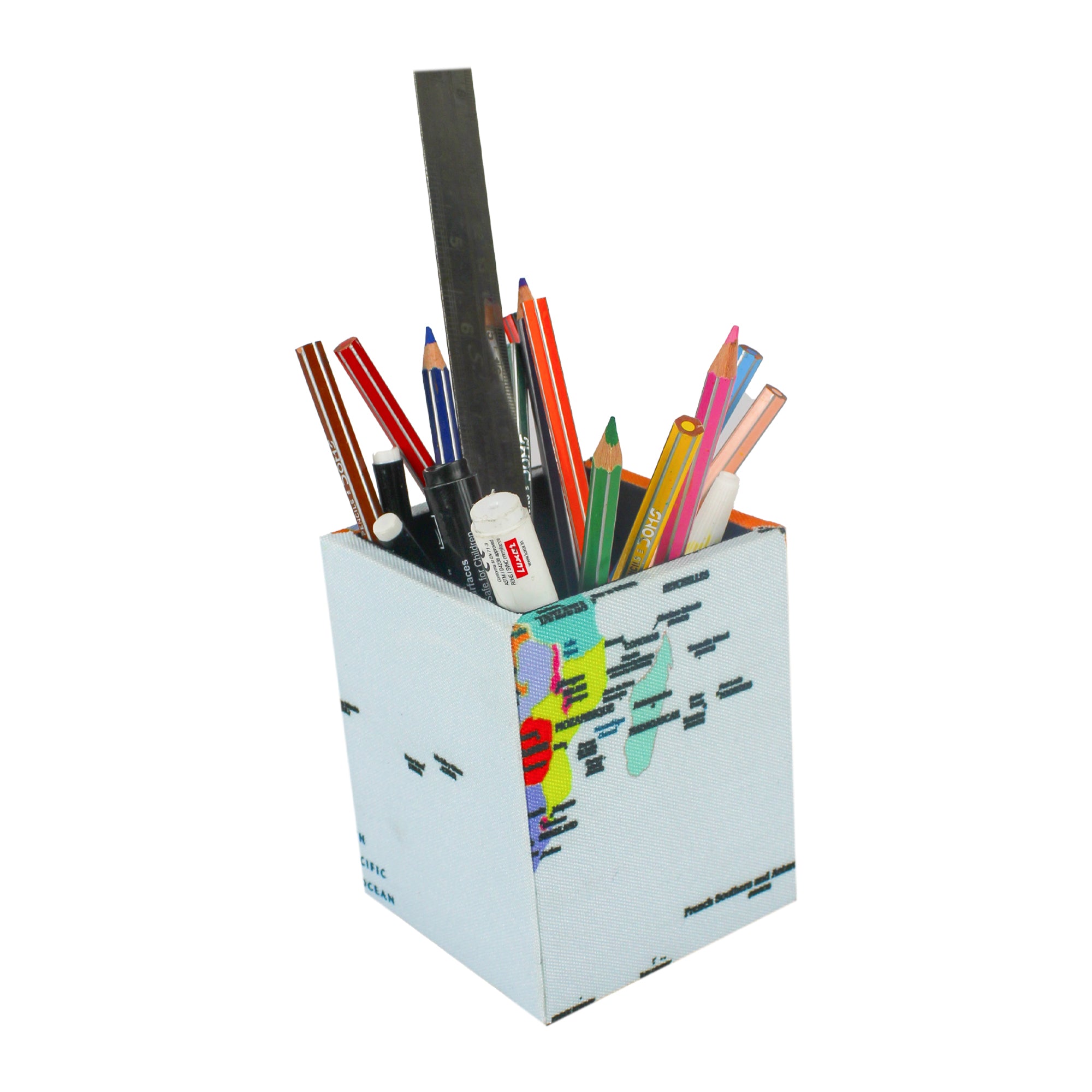 World Map Design Stationary Organizer & Pen Holder (Set of 2)