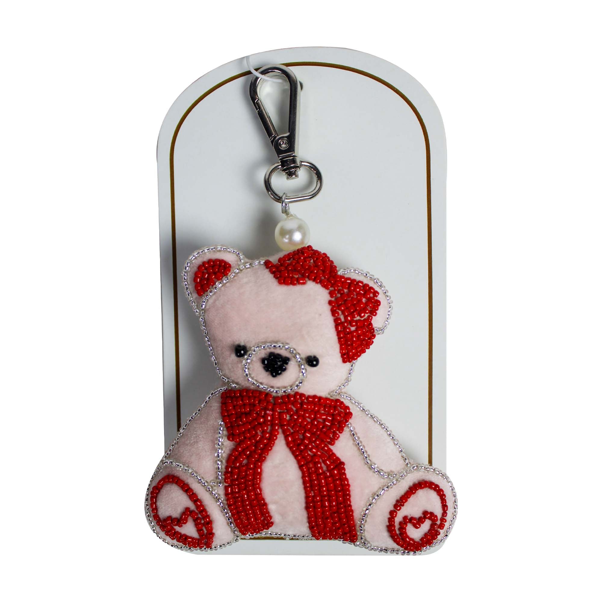 Beaded Teddy Bear Shaped Bag Charm
