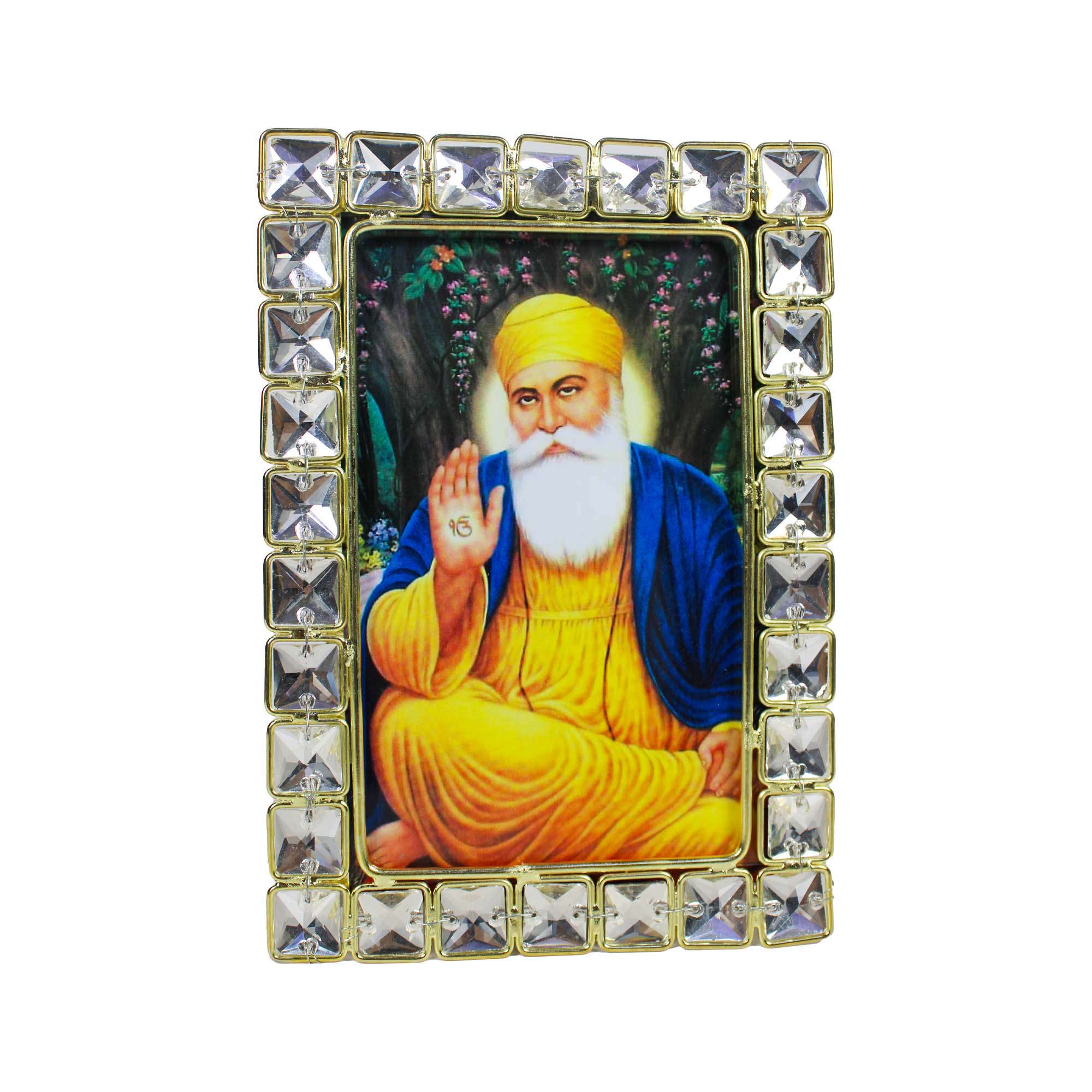 Gurunank Dev Ji Religious Crystal Jewelled Picture Frame (4x6 Inches)