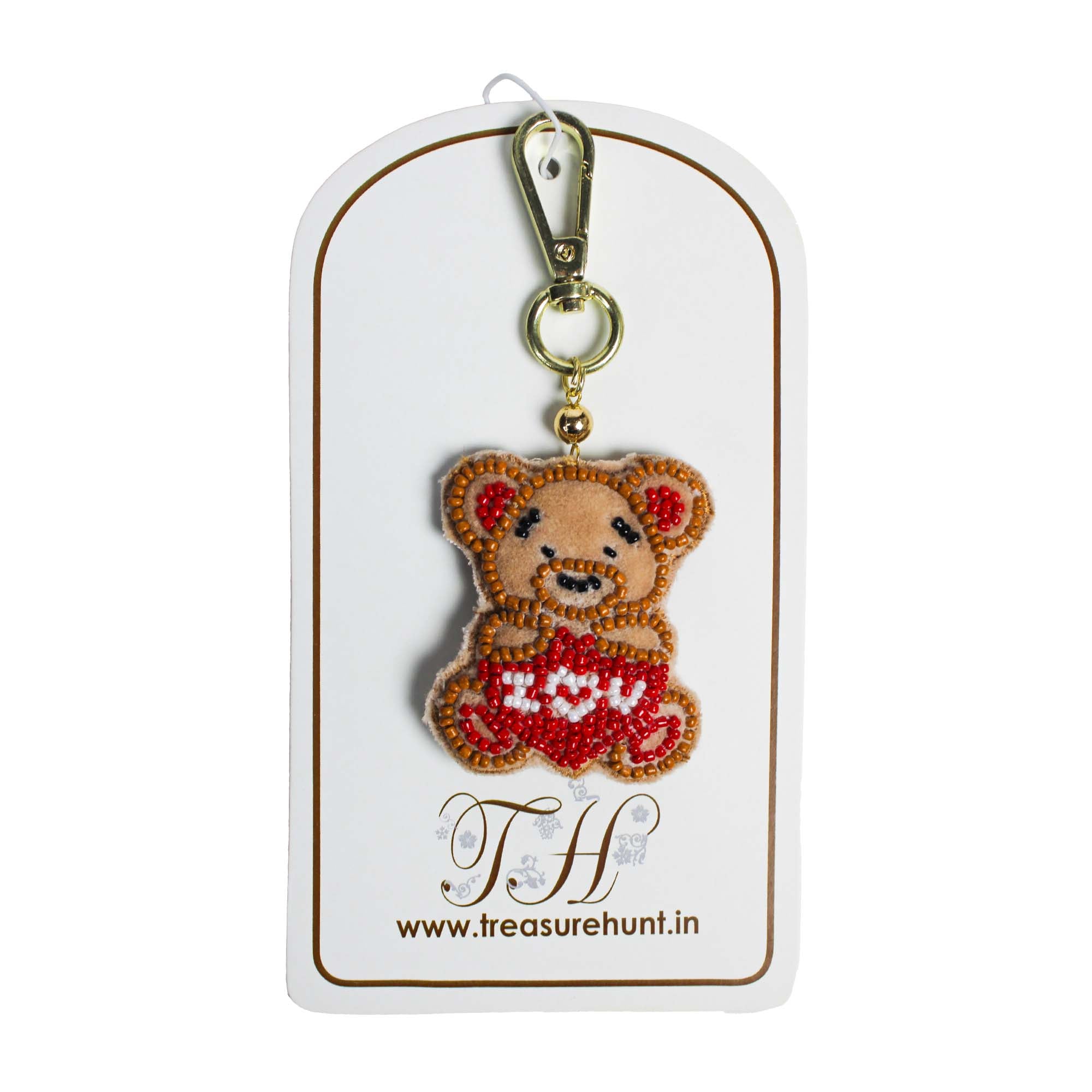 Beaded Teddy Bear Shaped Bag Charm
