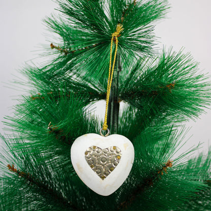 Set of 2 Heart Shaped Christmas Decorative Ornament