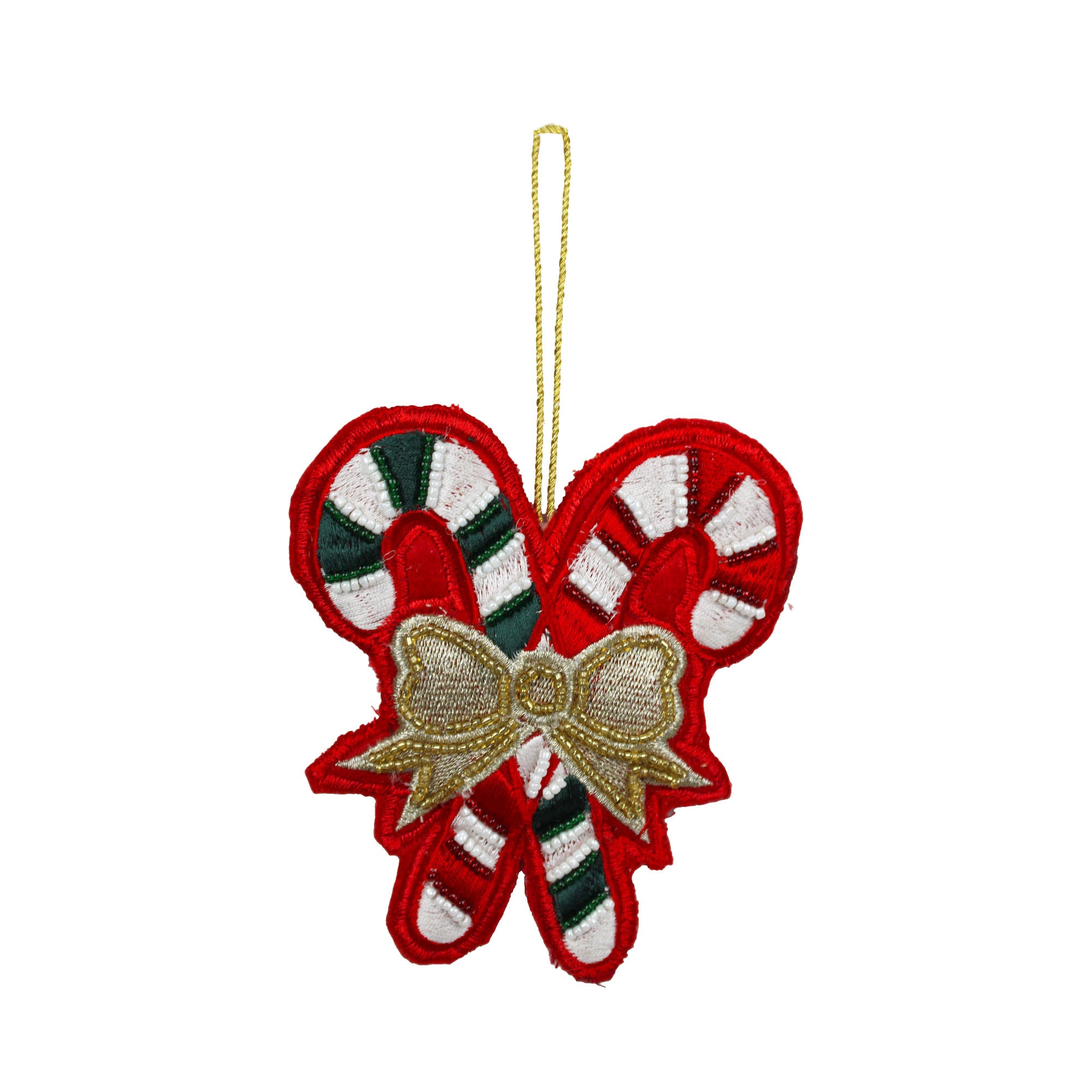 Set of 2 Embroidered Christmas Tree Hanging Ornament