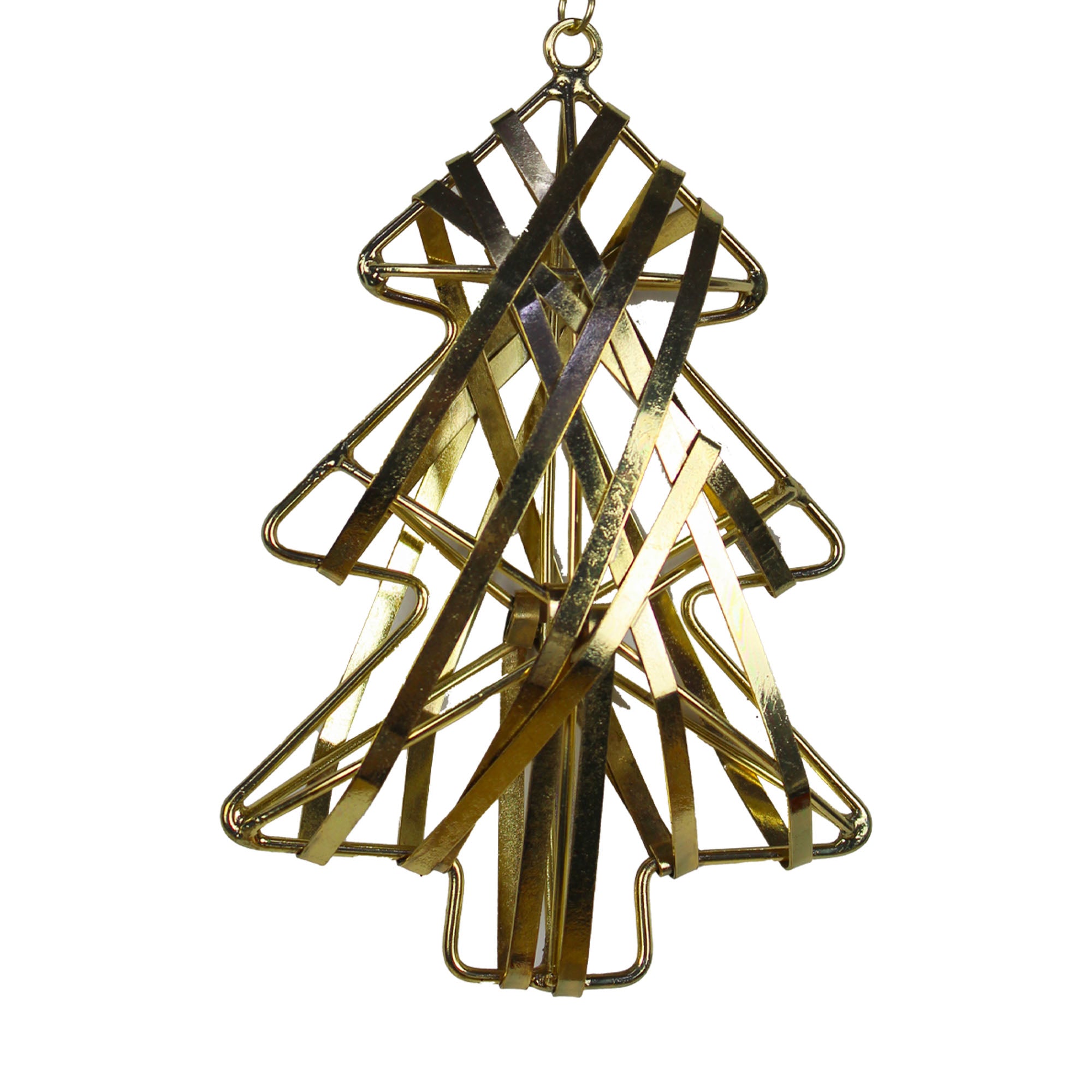 Gold Colored Metal Christmas Tree Hanging Ornament