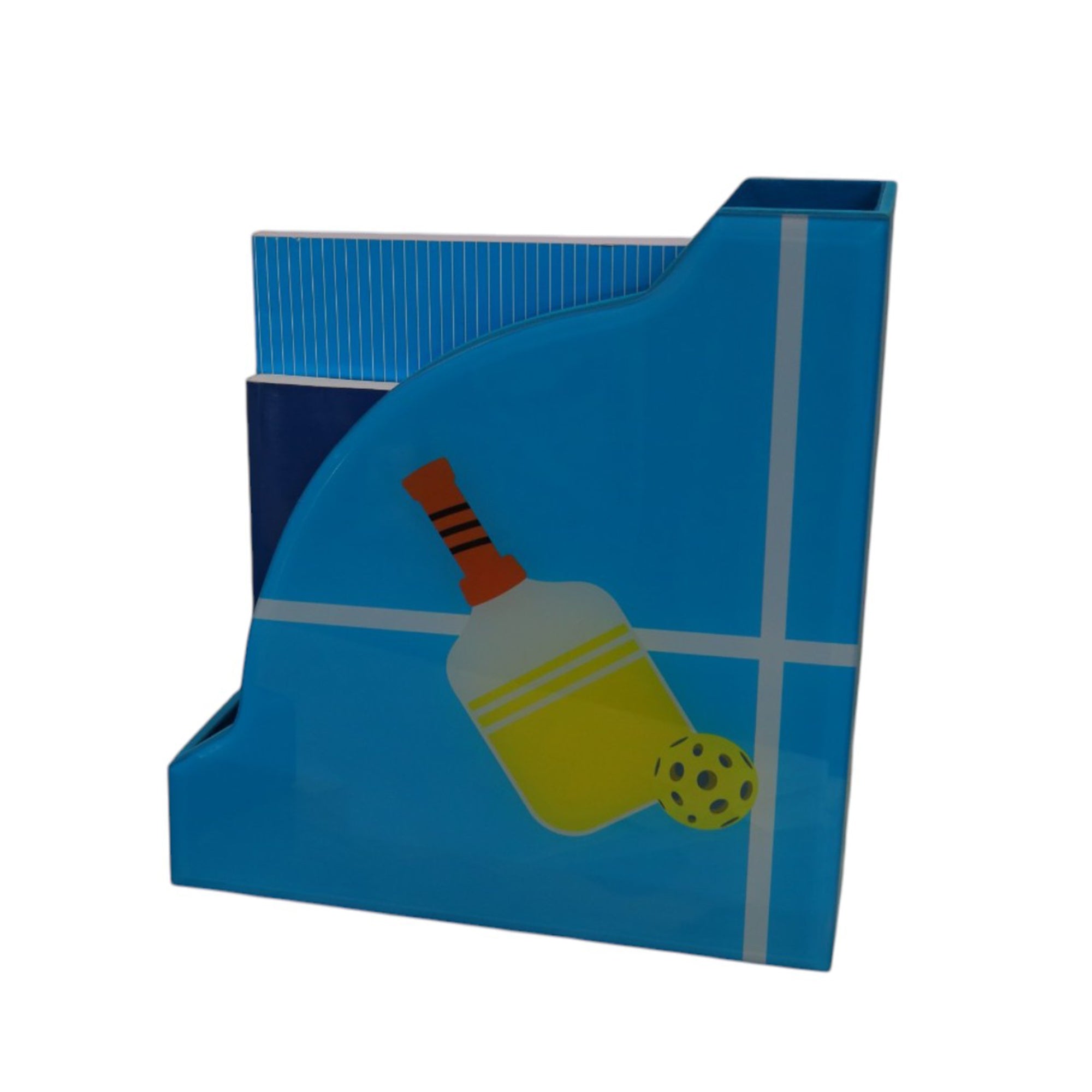 Premium Glass Magazine Holder with Pickle Ball Design