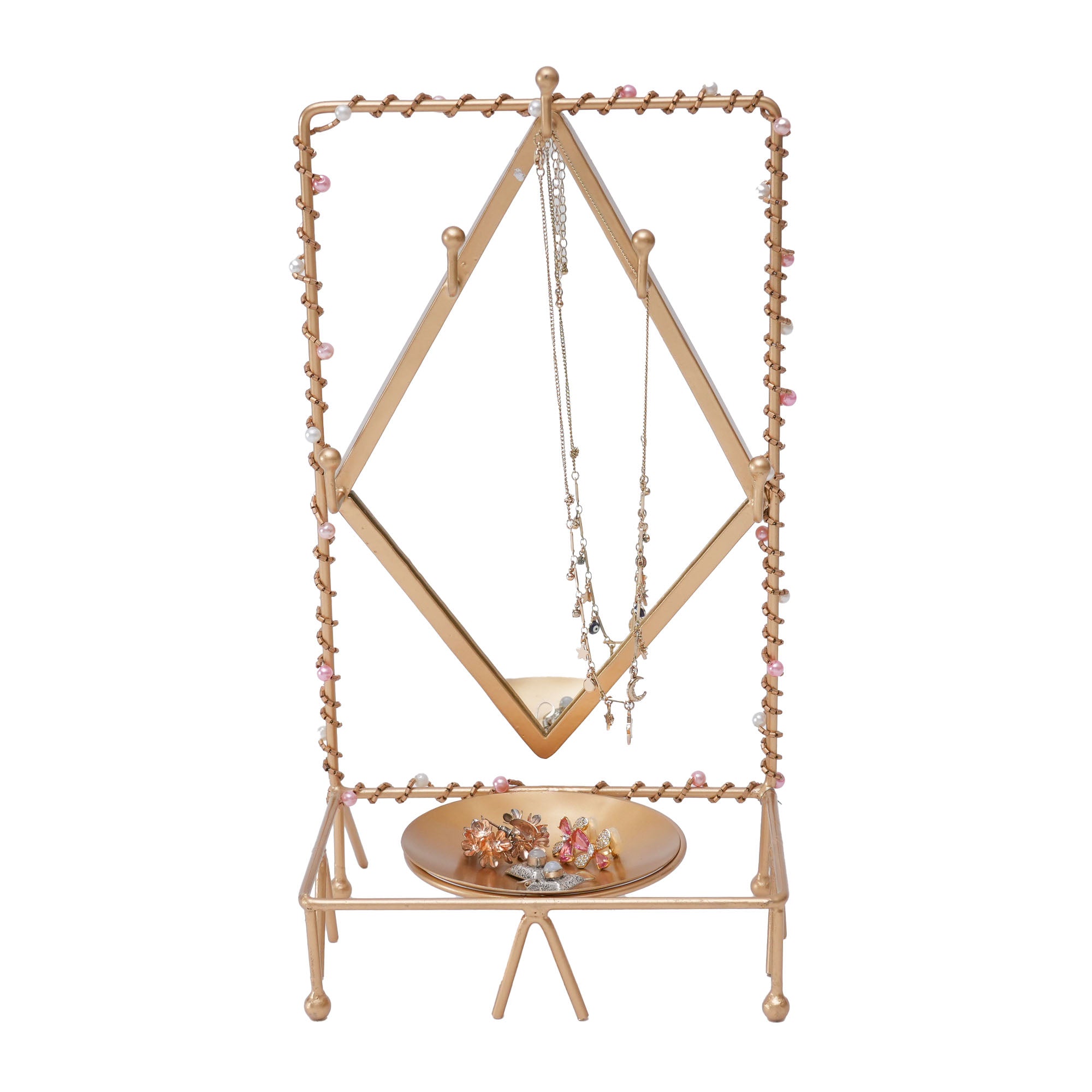 Beaded Jewellery Stand With Mirror