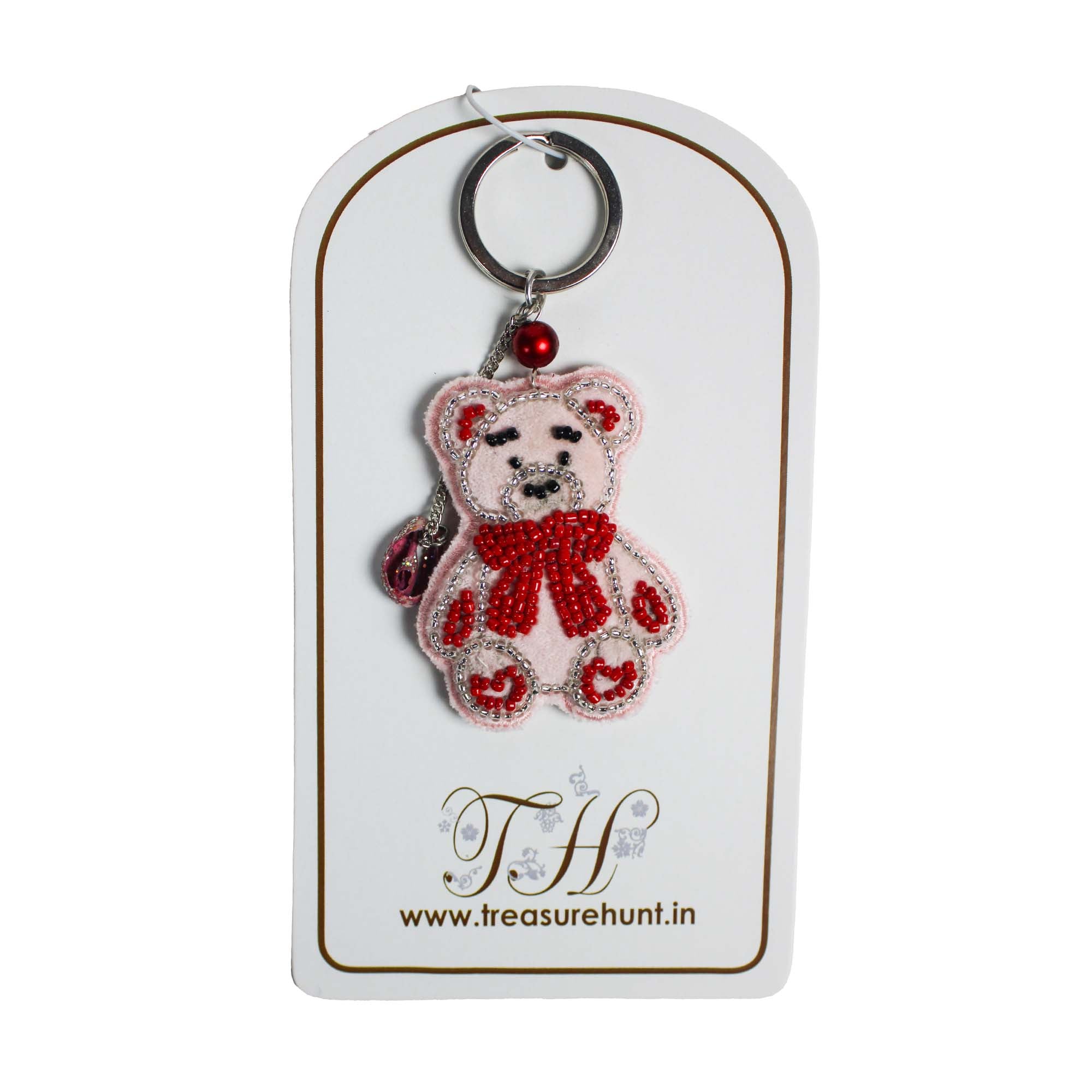Beaded Teddy Bear Shaped Bag Charm