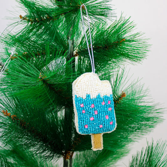 Set of 3 Beaded Ice cream Shaped Christmas Ornament