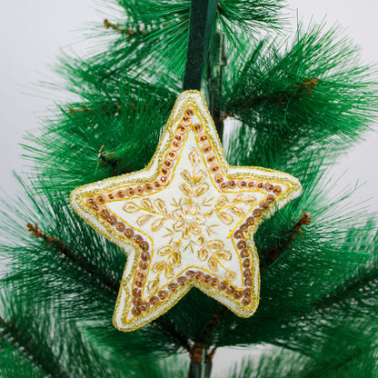 Set of 2 Beaded Star Shaped Christmas Ornament