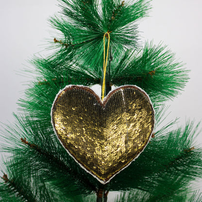 Set of 2 Heart Shaped Christmas Hanging Ornament