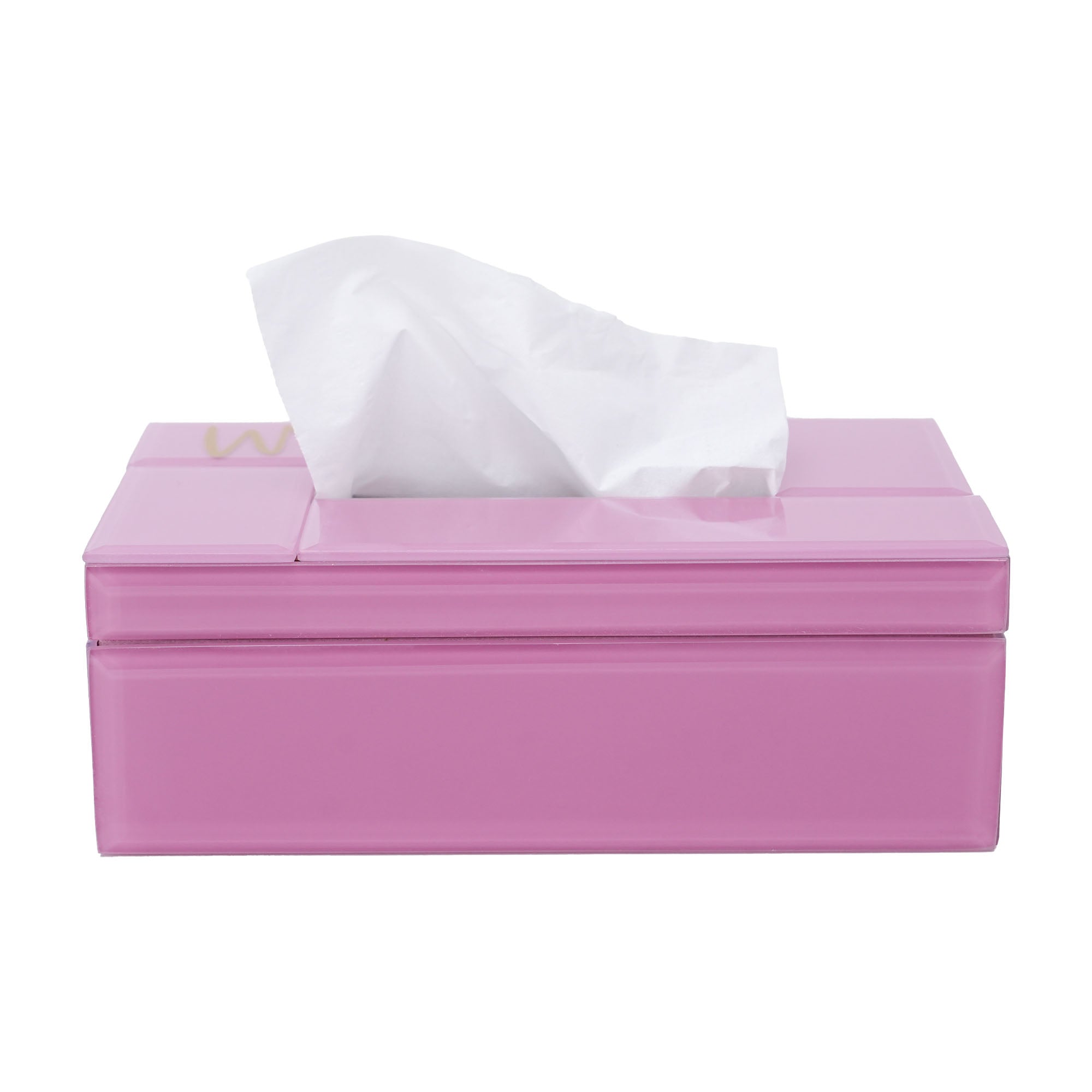 Pink Lacquered Glass Tissue Box
