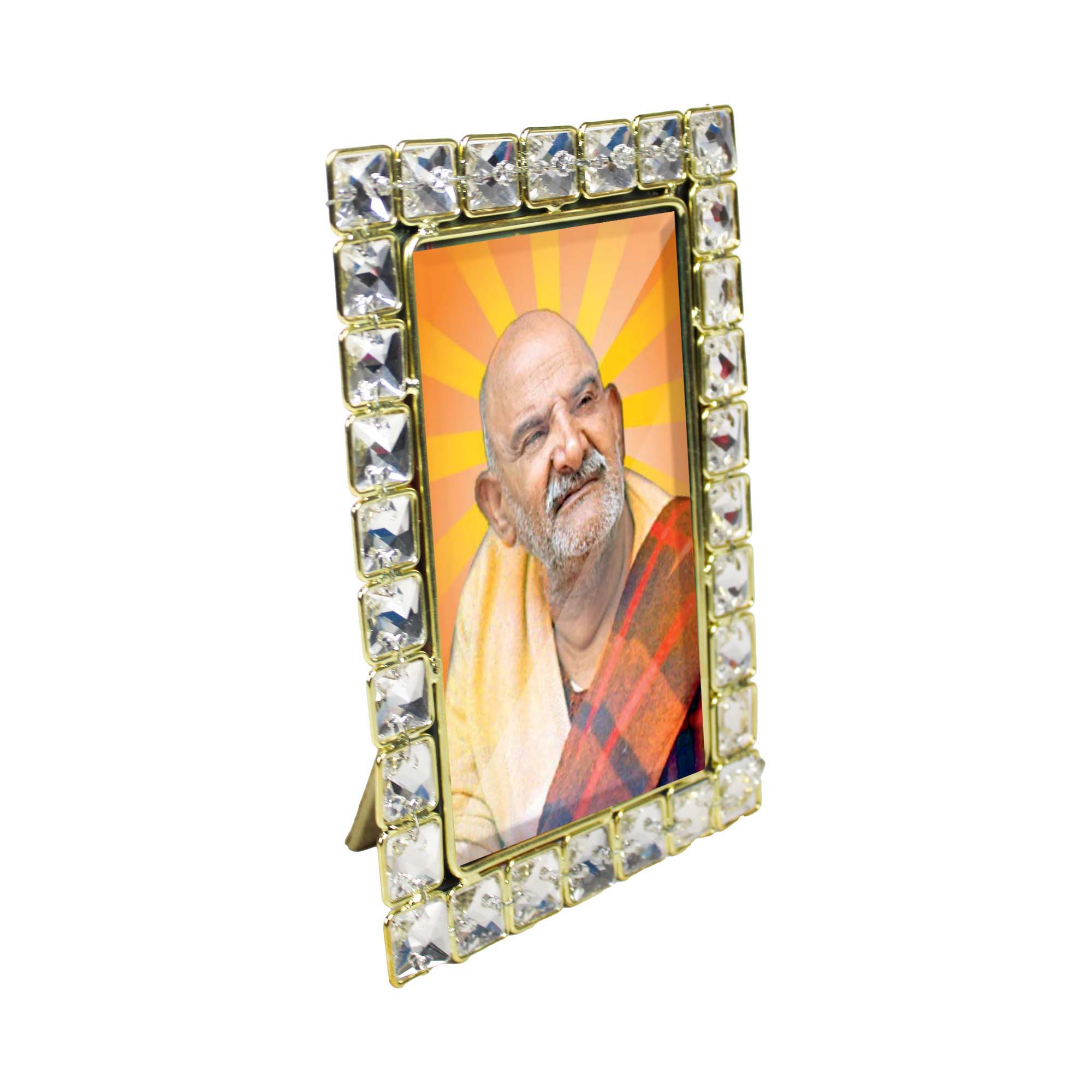 Neem Karoli Baba Religious Crystal Jewelled Picture Frame (4x6 Inches)-TH-5851