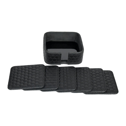 Black Leatherite Coaster Set of 6