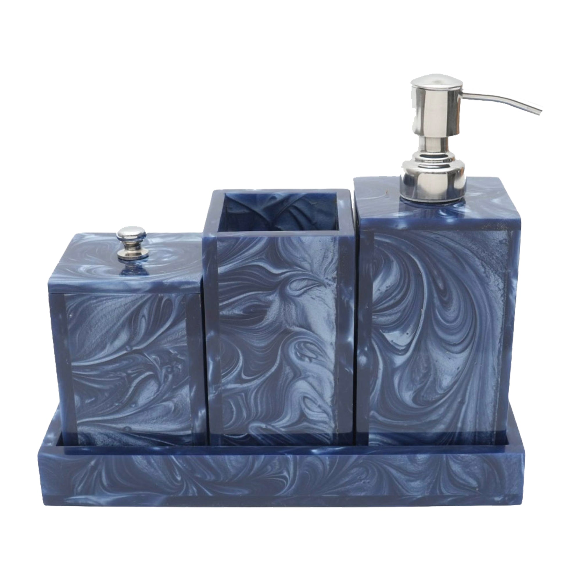 Blue Modern Bath Accessory for Luxury Bathrooms Set of Four