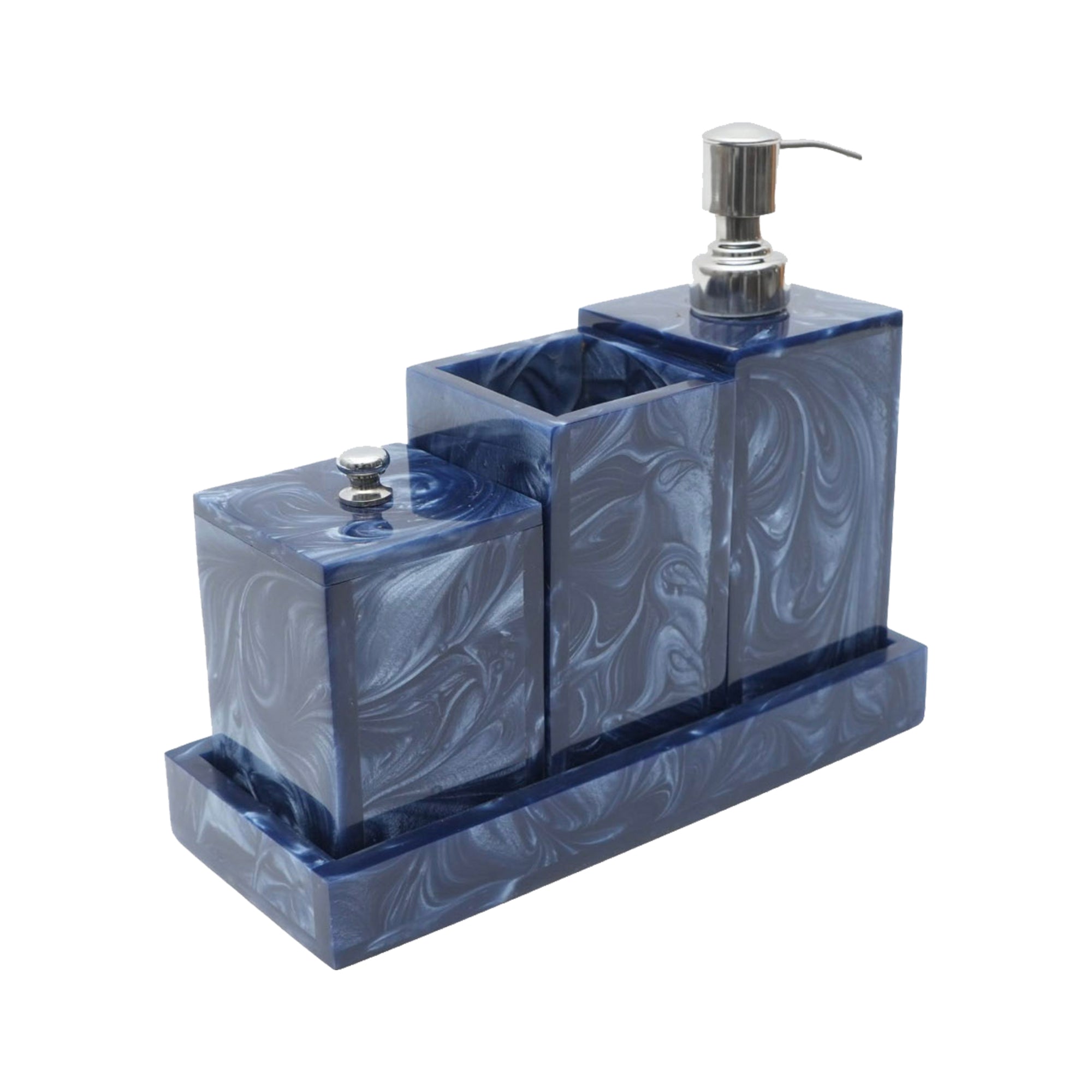 Blue Modern Bath Accessory for Luxury Bathrooms Set of Four