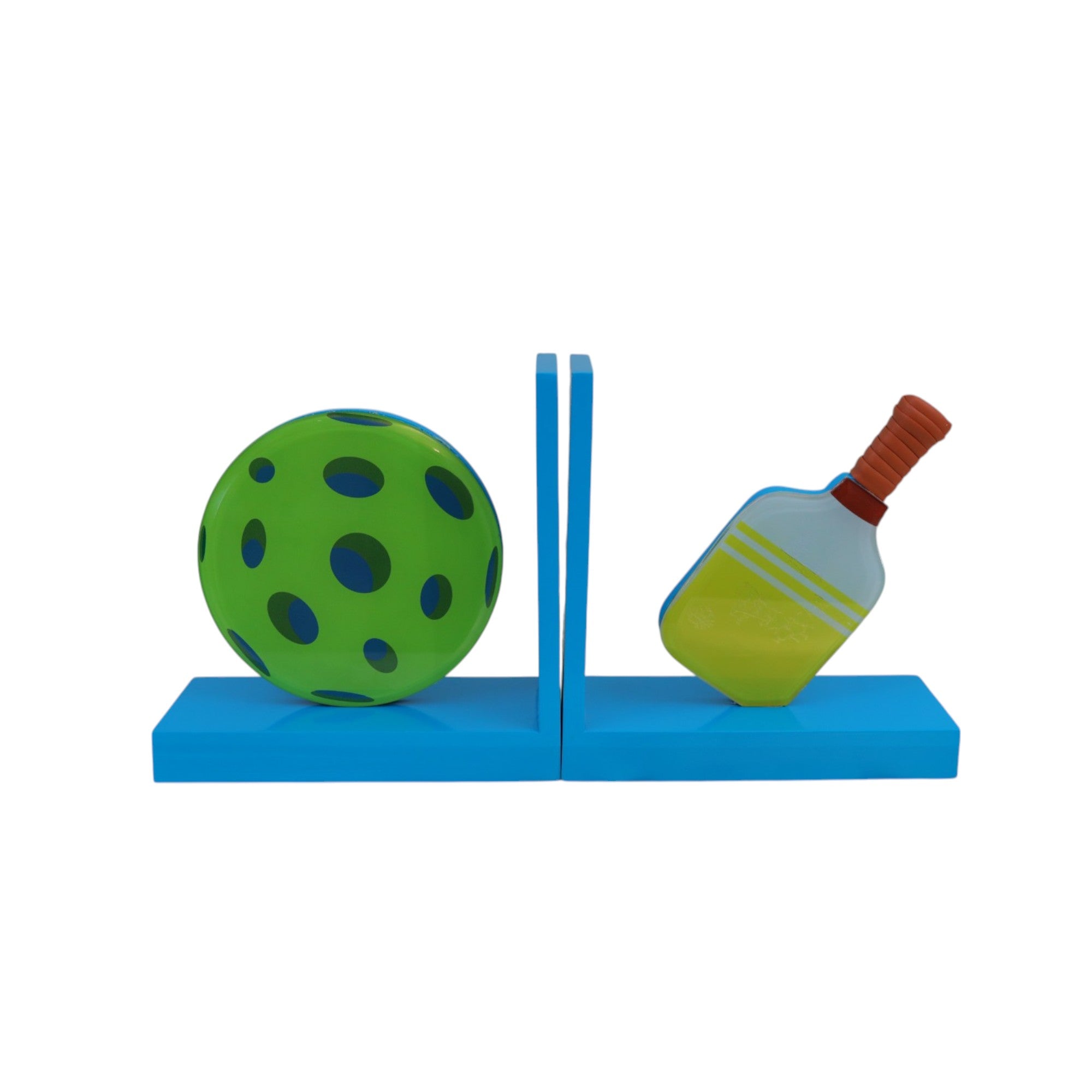 Premium Glass Bookends with Pickle Ball Design