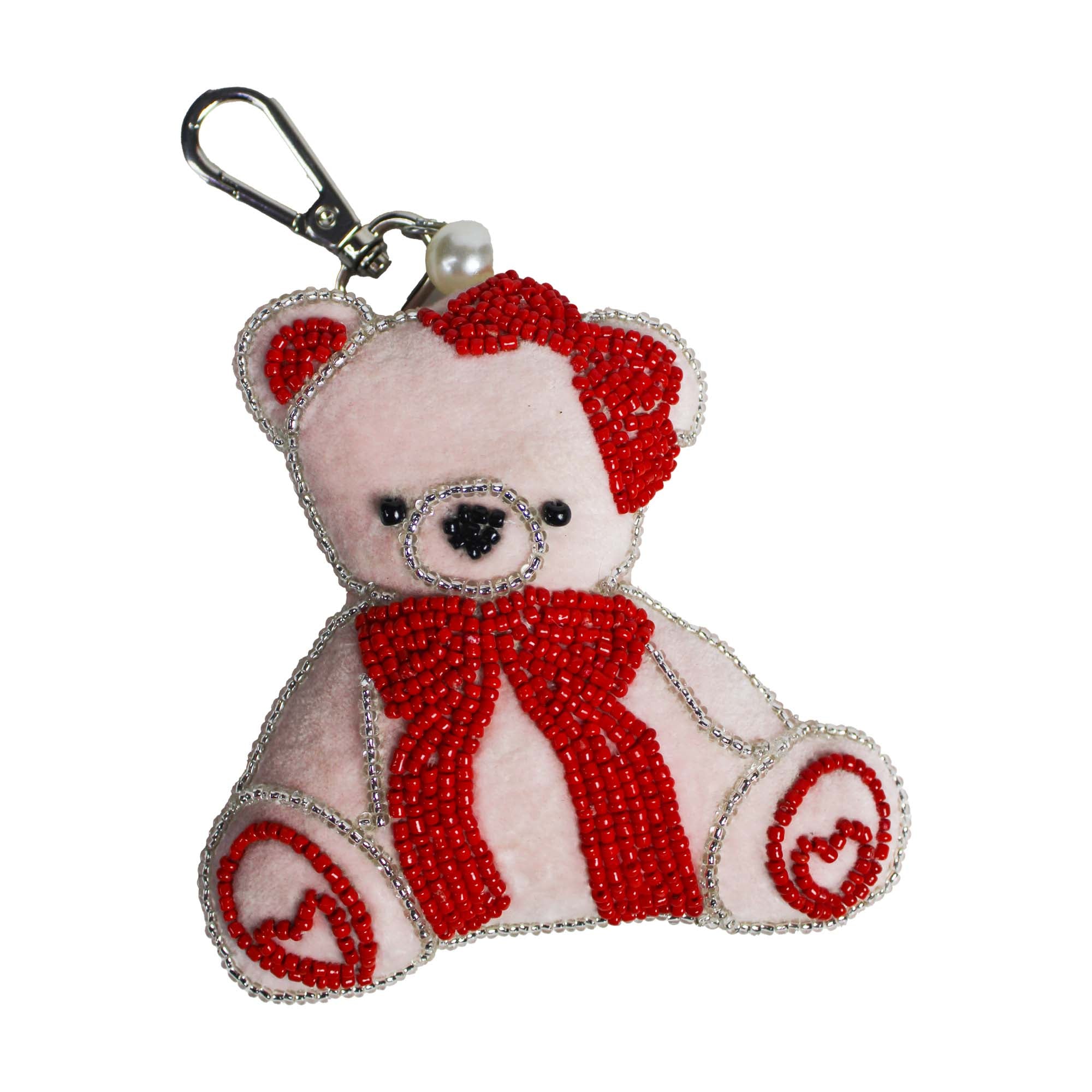 Beaded Teddy Bear Shaped Bag Charm