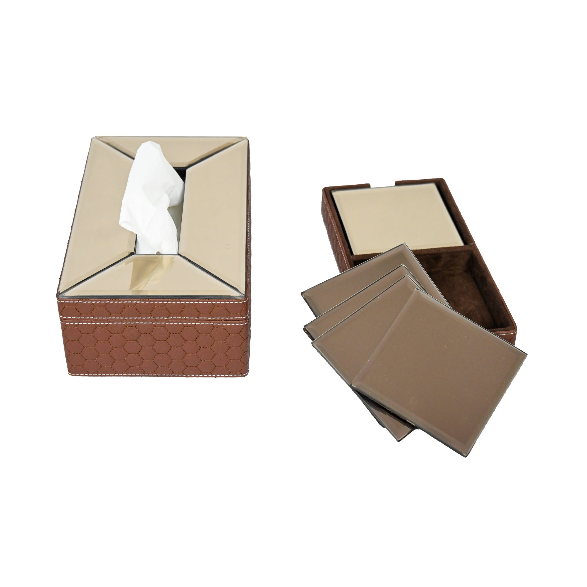 Premium Brown Leatherite Hamper Set of 3