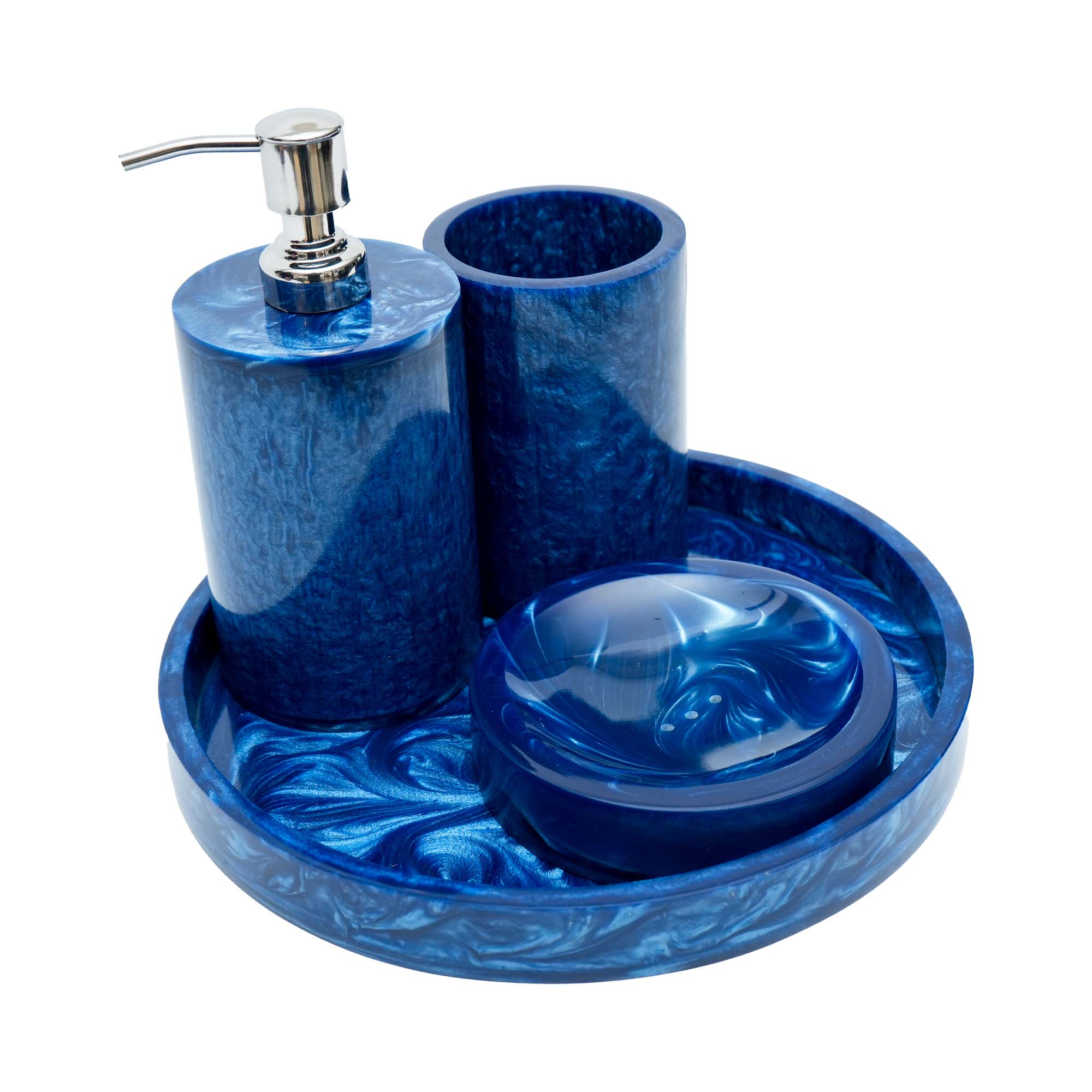 Premium Bathroom Accessory Set of 5 Pieces (Blue Color)