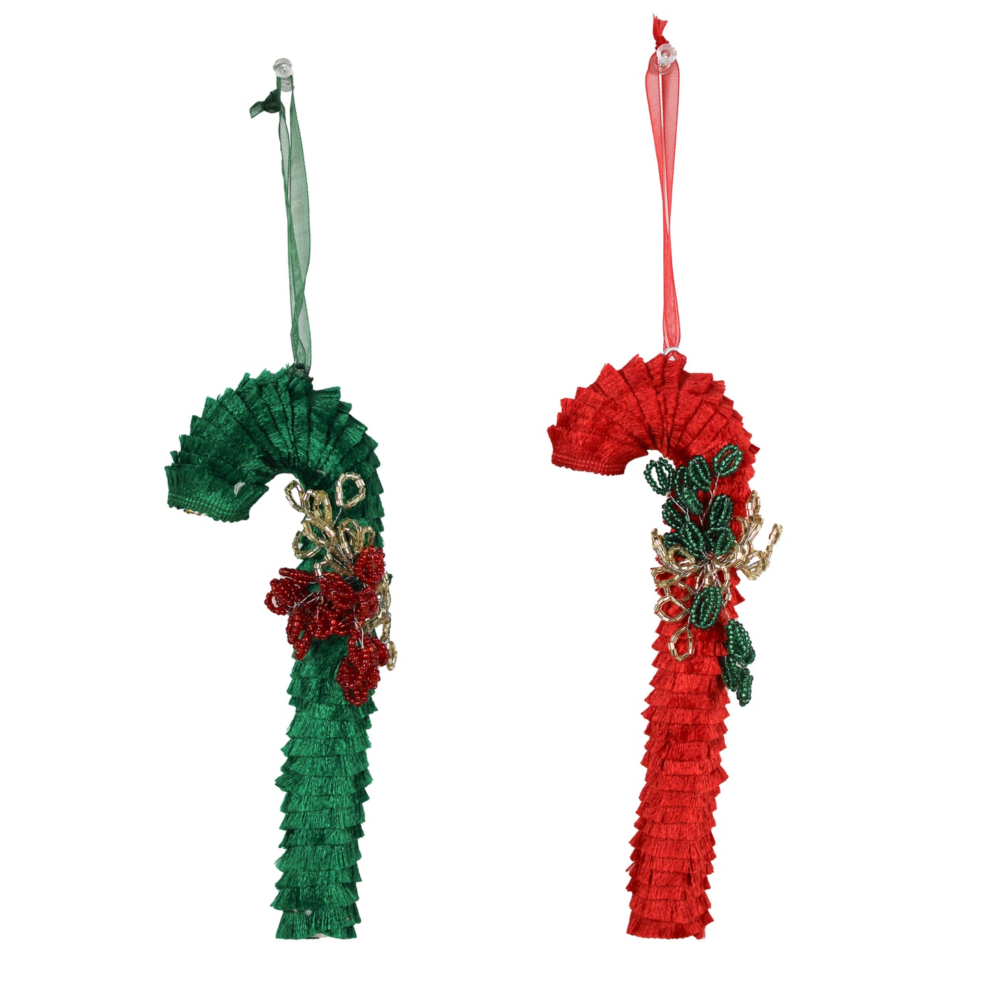 Set of 2 Candy Stick Shaped Christmas Ornament