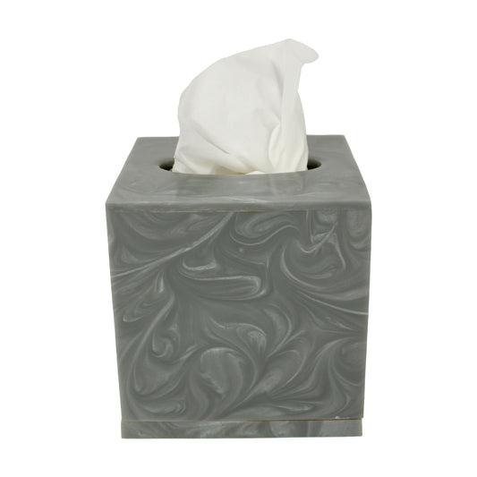 Grey Resin Square Tissue Box