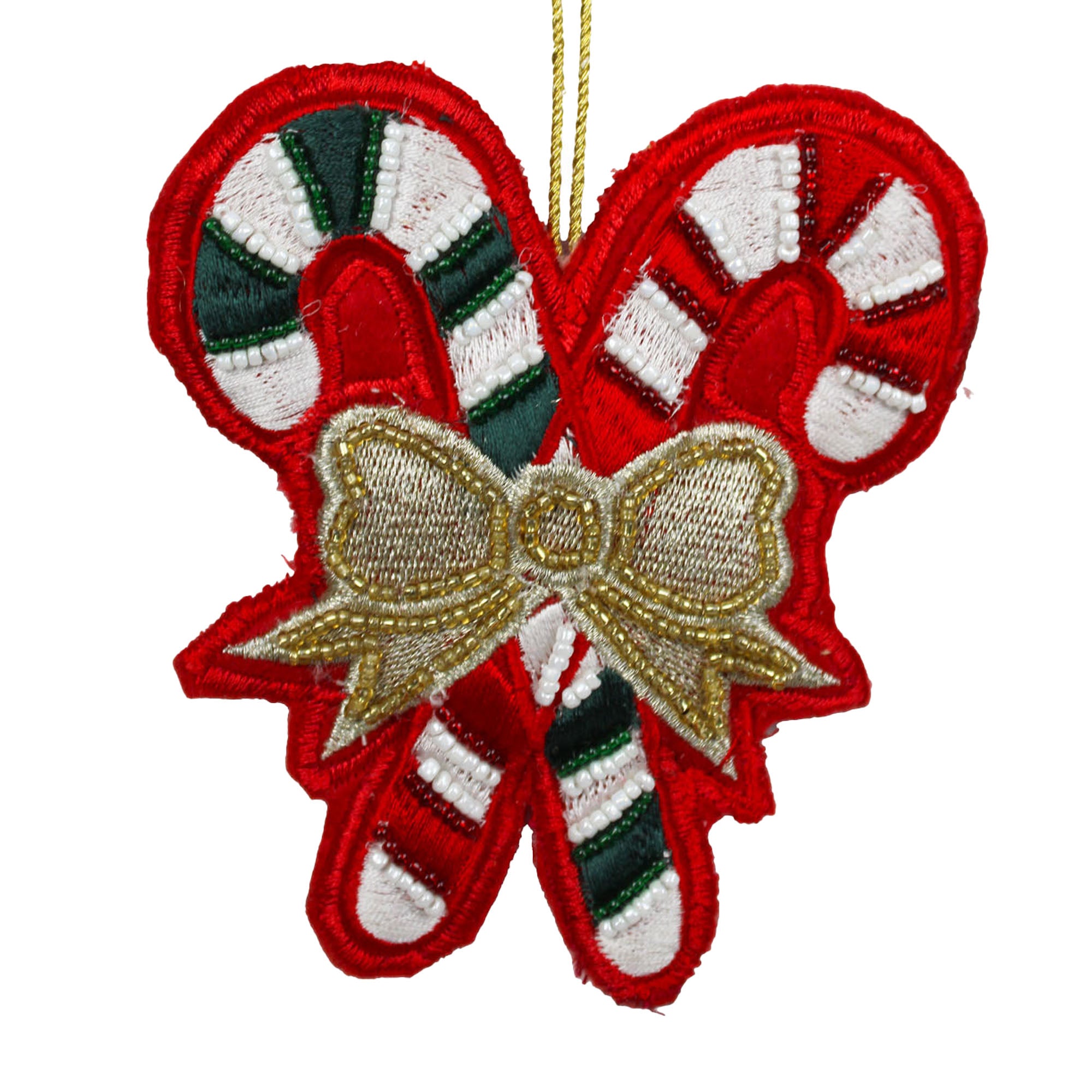 Set of 2 Embroidered Christmas Tree Hanging Ornament