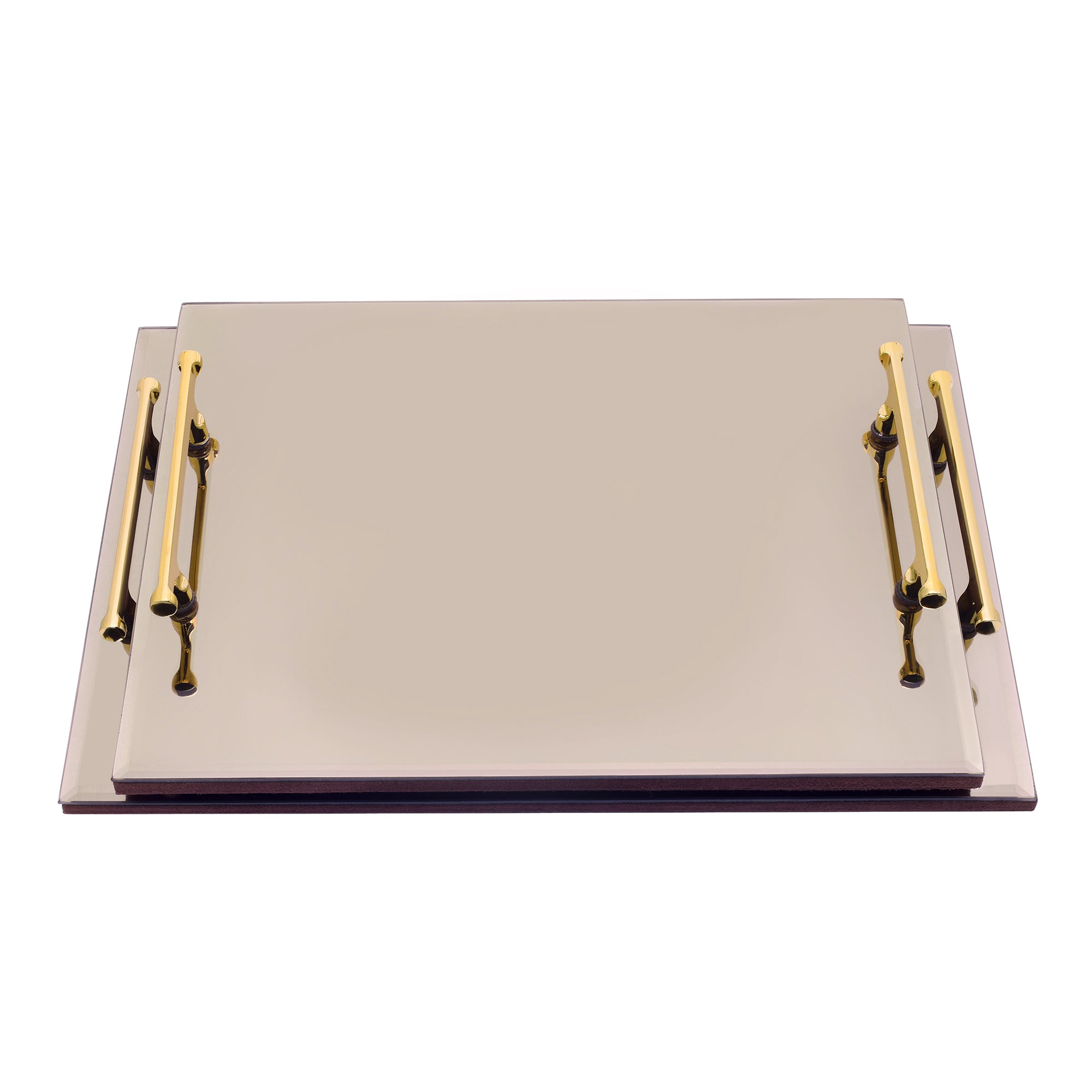 Premium Brown Glass Tray Set of Two