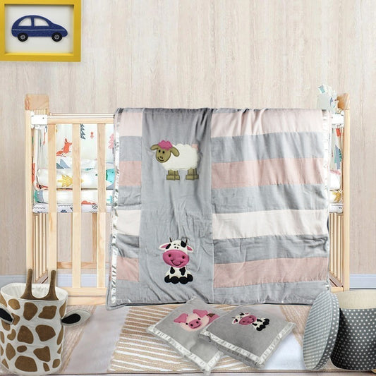 Baby Animals Quilt Set with 2 Soft Pillows