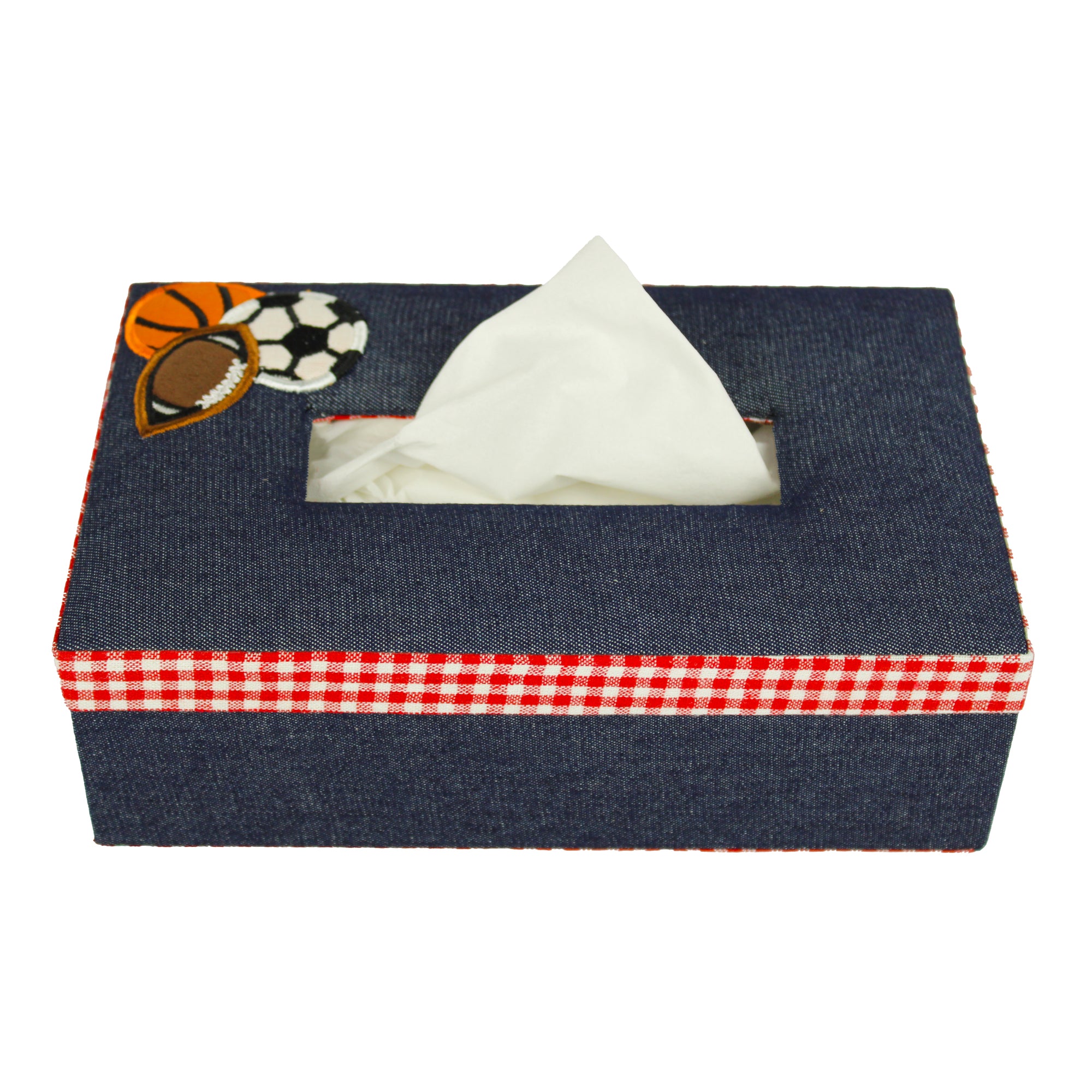 Decorative Tissue Box with Quilted Football Design