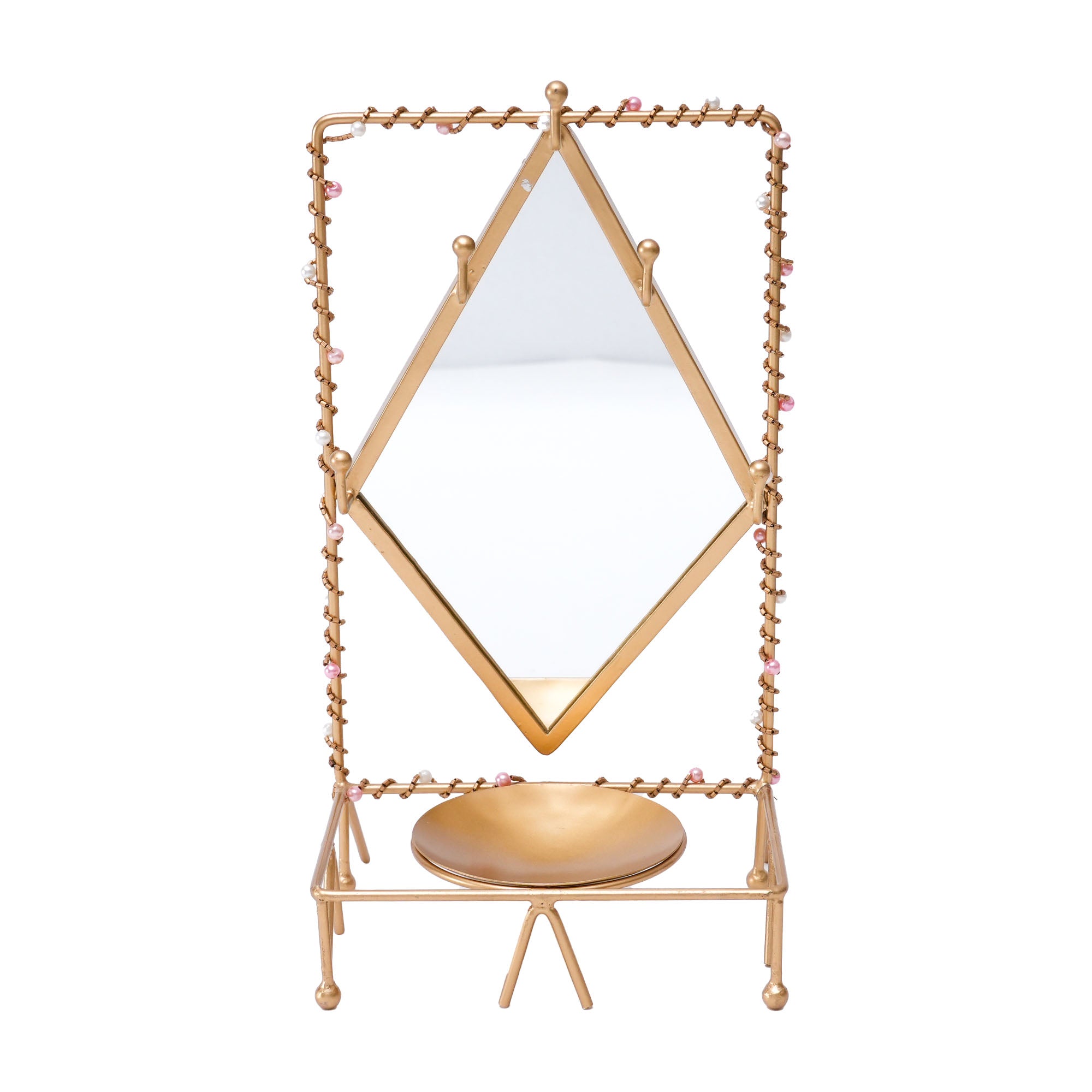 Beaded Jewellery Stand With Mirror