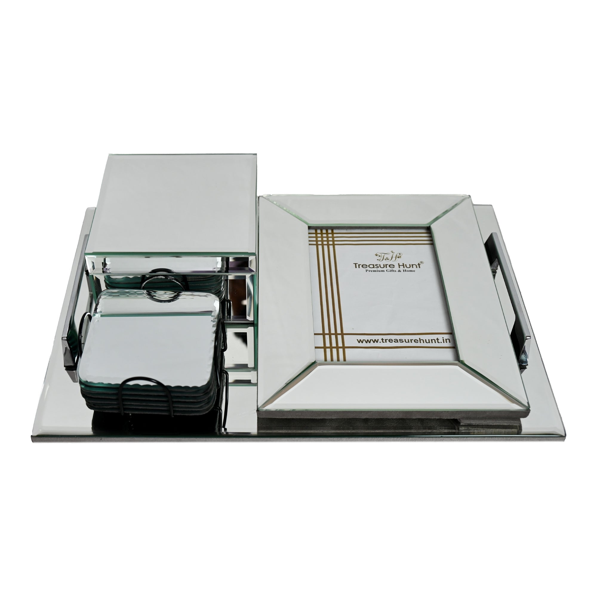 Premium Silver Mirror Hamper Set of 4