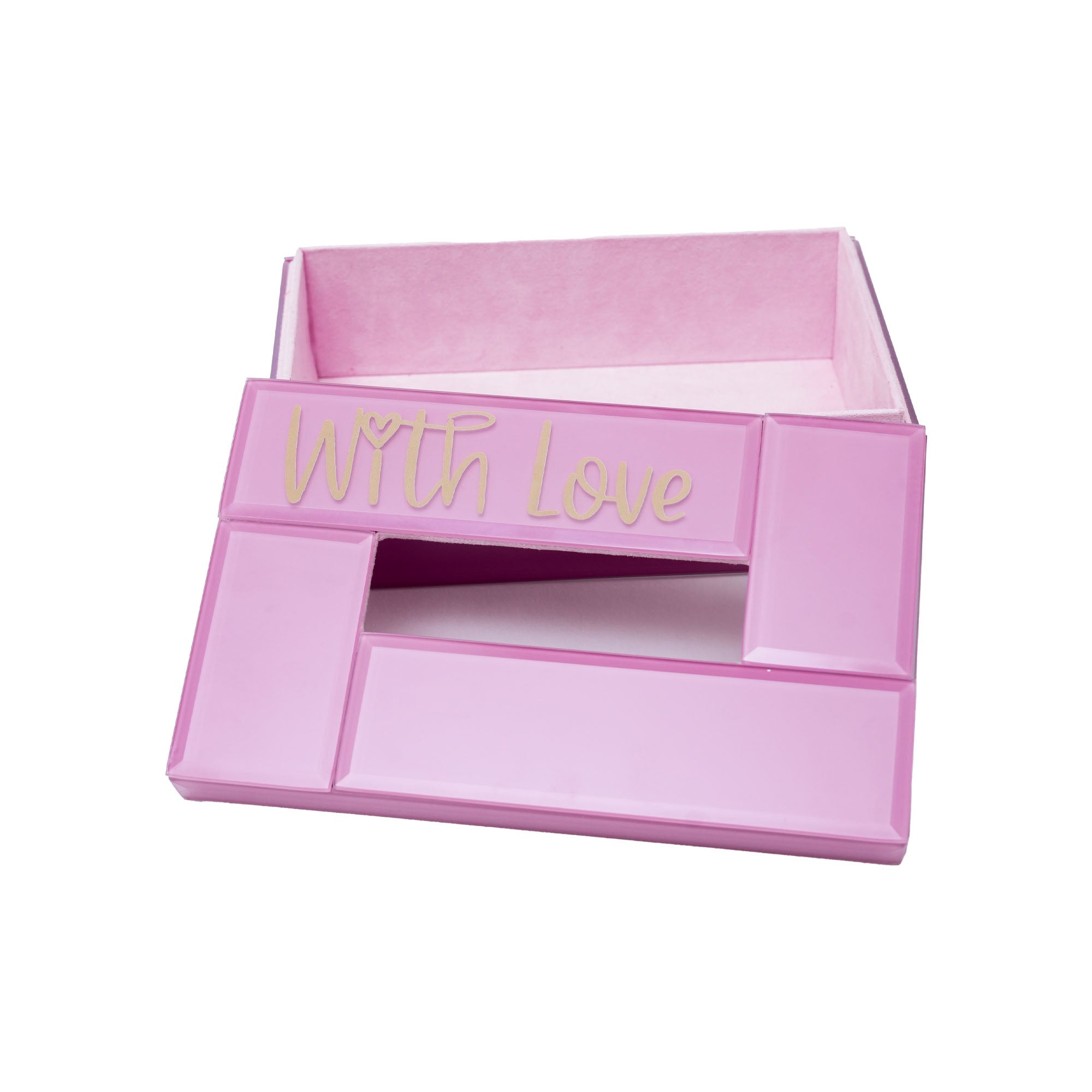 Pink Lacquered Glass Tissue Box