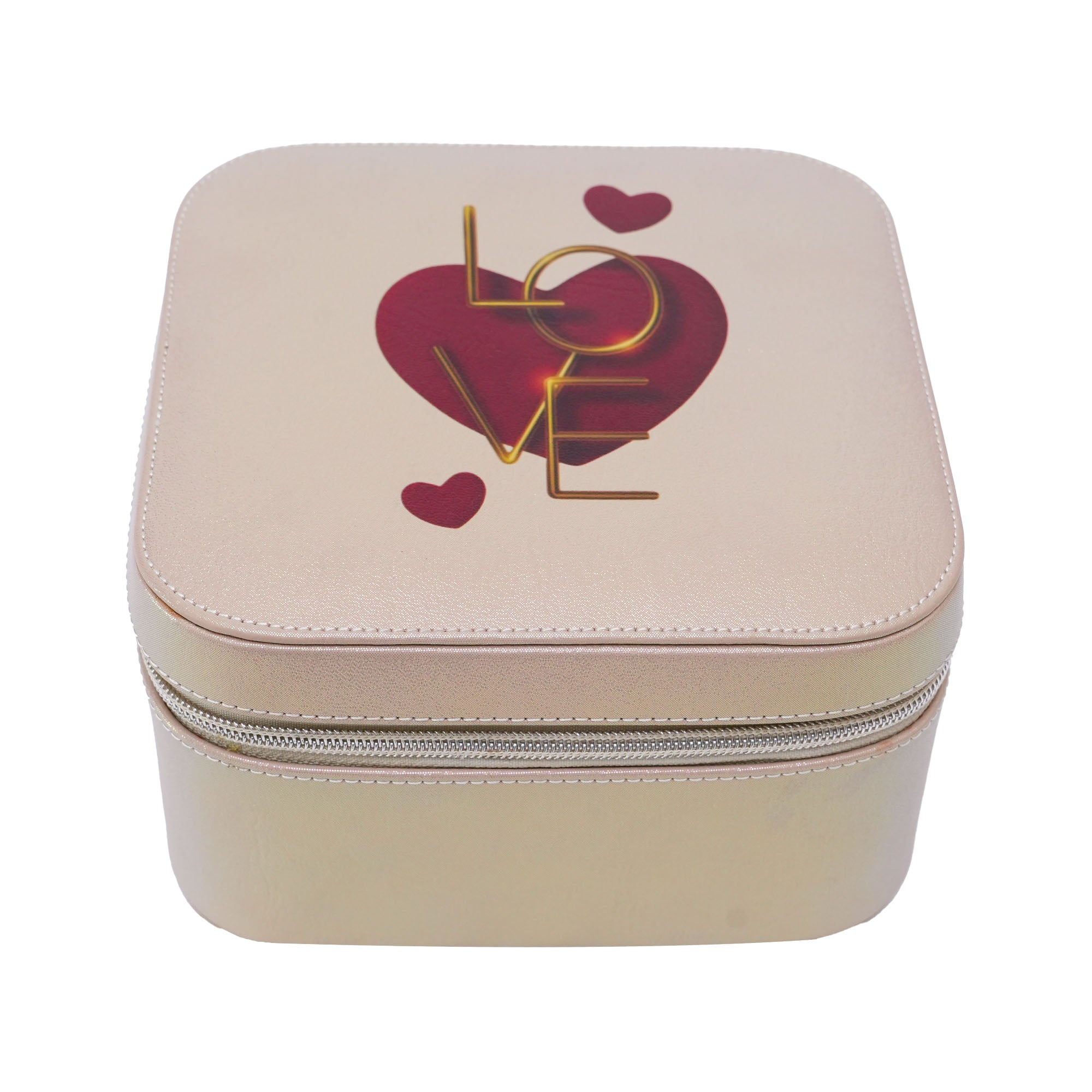 Heart Design Beige Jewellery Box for Valentine Day