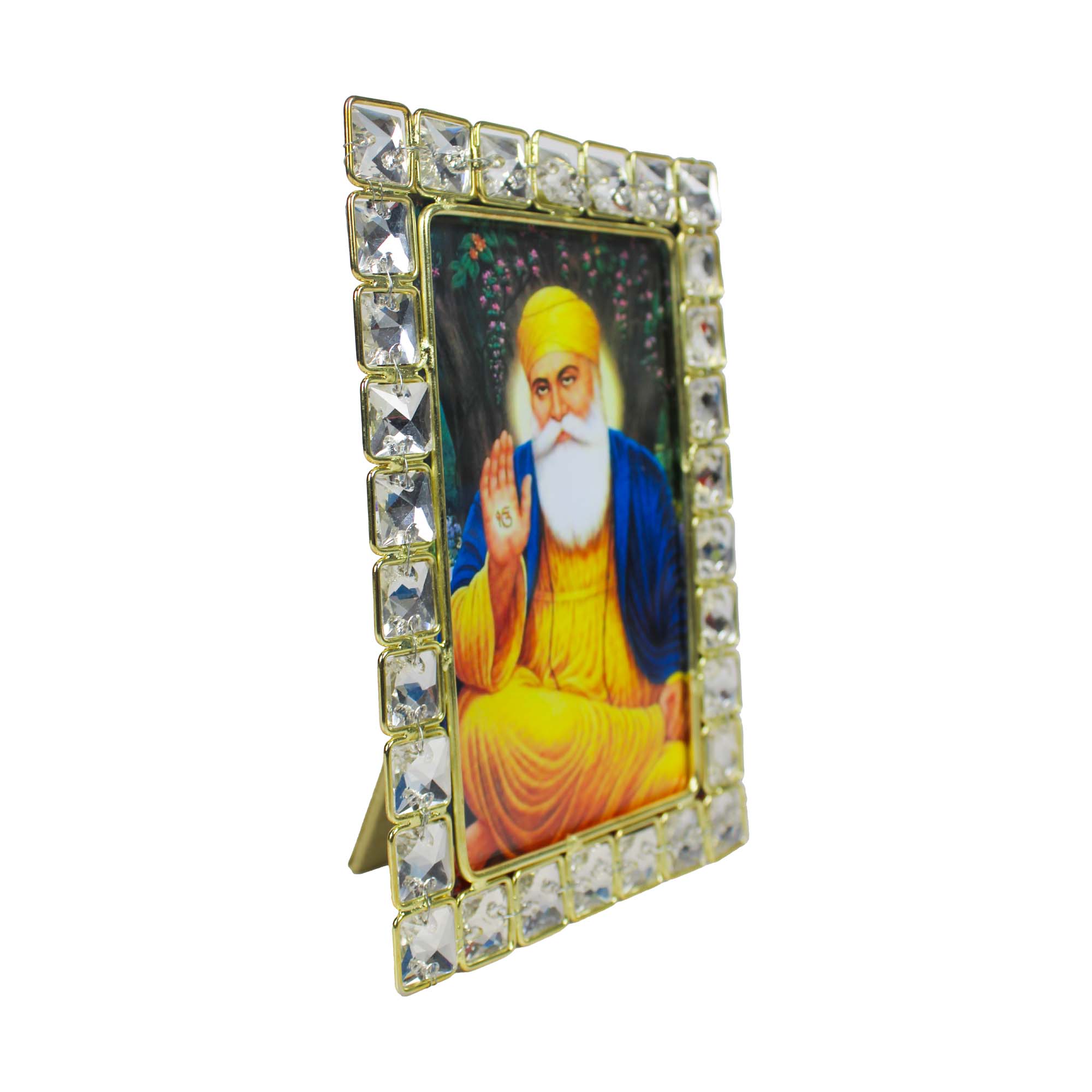 Gurunank Dev Ji Religious Crystal Jewelled Picture Frame (4x6 Inches)