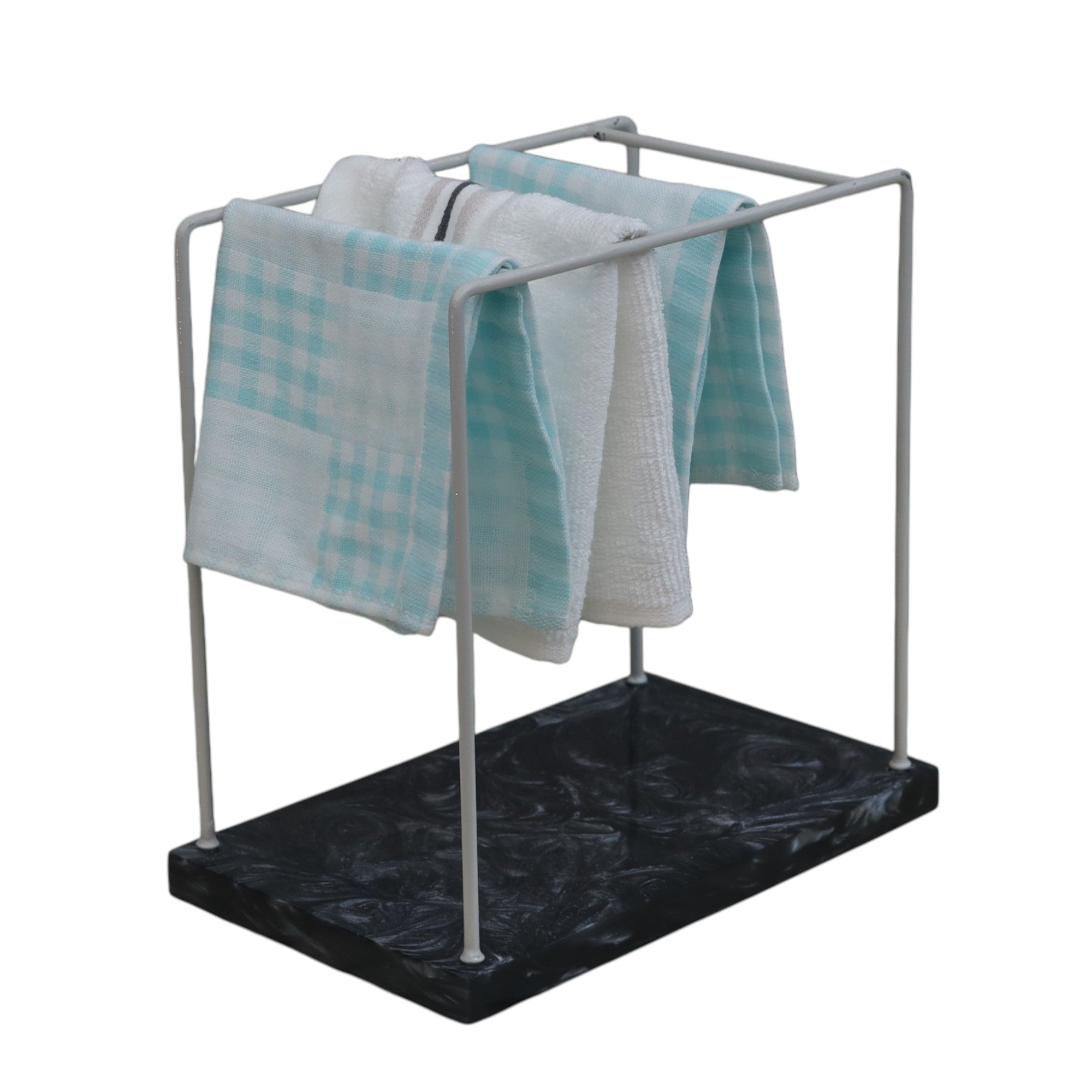 Monkey Bar Metal Towel Stand With Black Resin Base