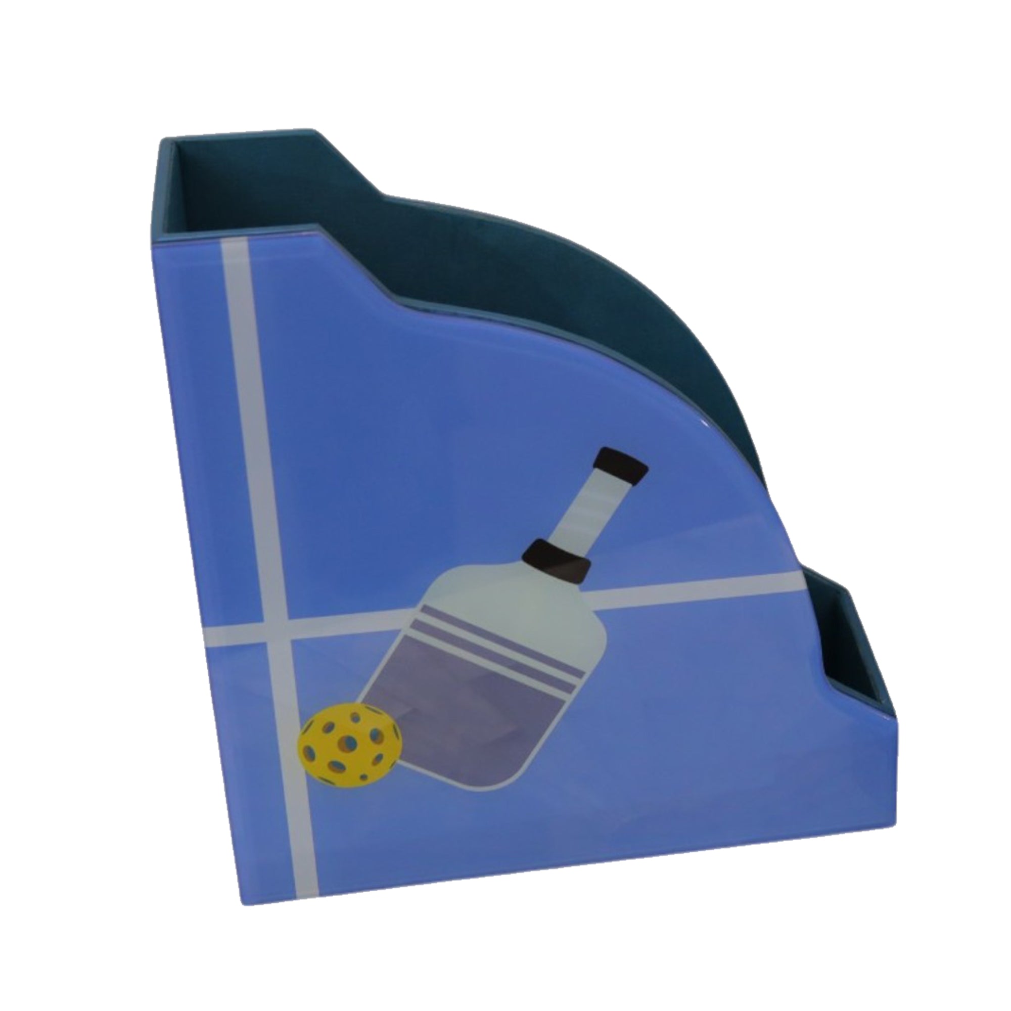 Premium Glass Magazine Holder with Pickle Ball Design