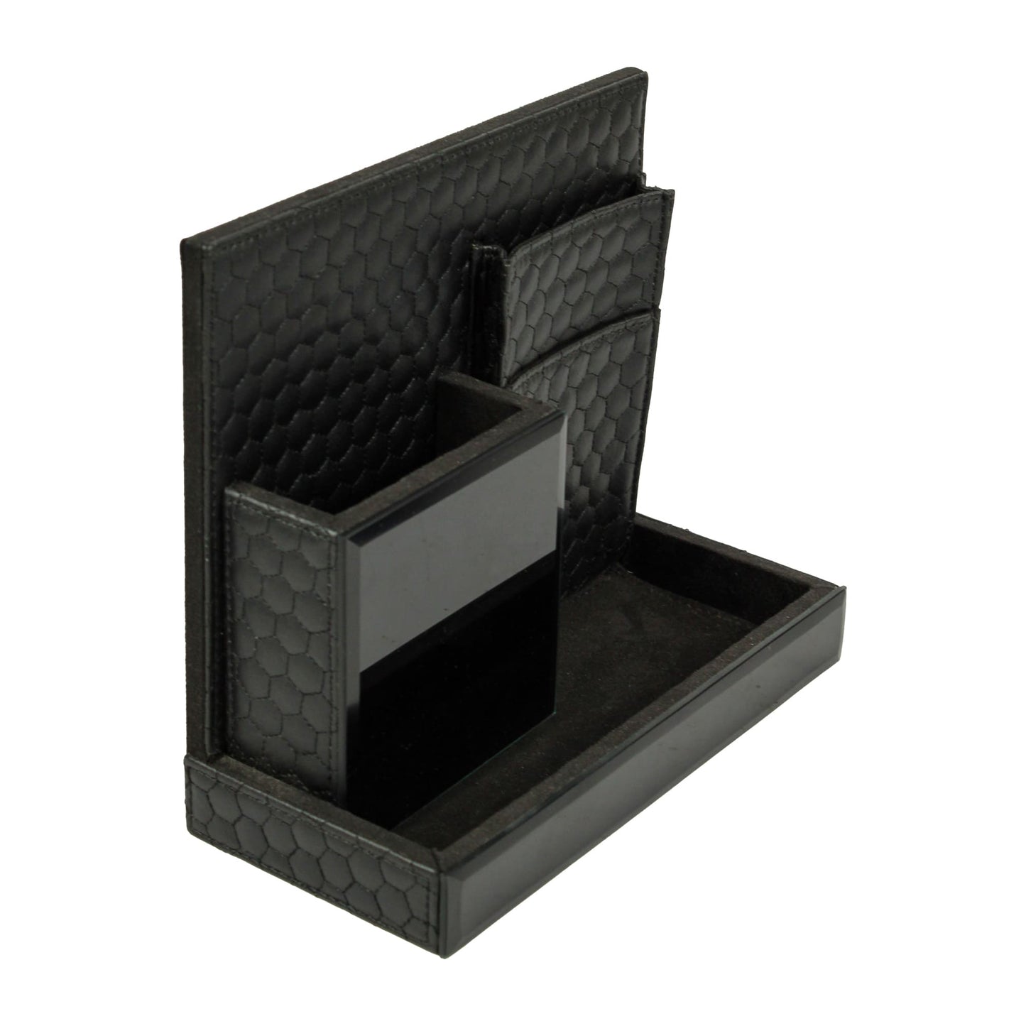 Black leatherette Stationery Organizer & Remote Holder