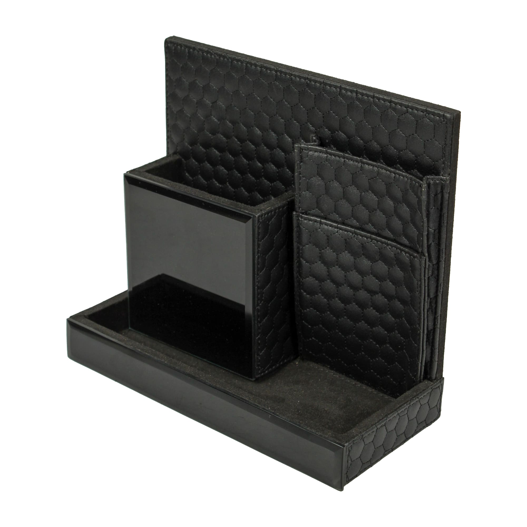 Premium Black leatherite Stationery Organizer & Remote Holder