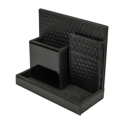 Black leatherette Stationery Organizer & Remote Holder